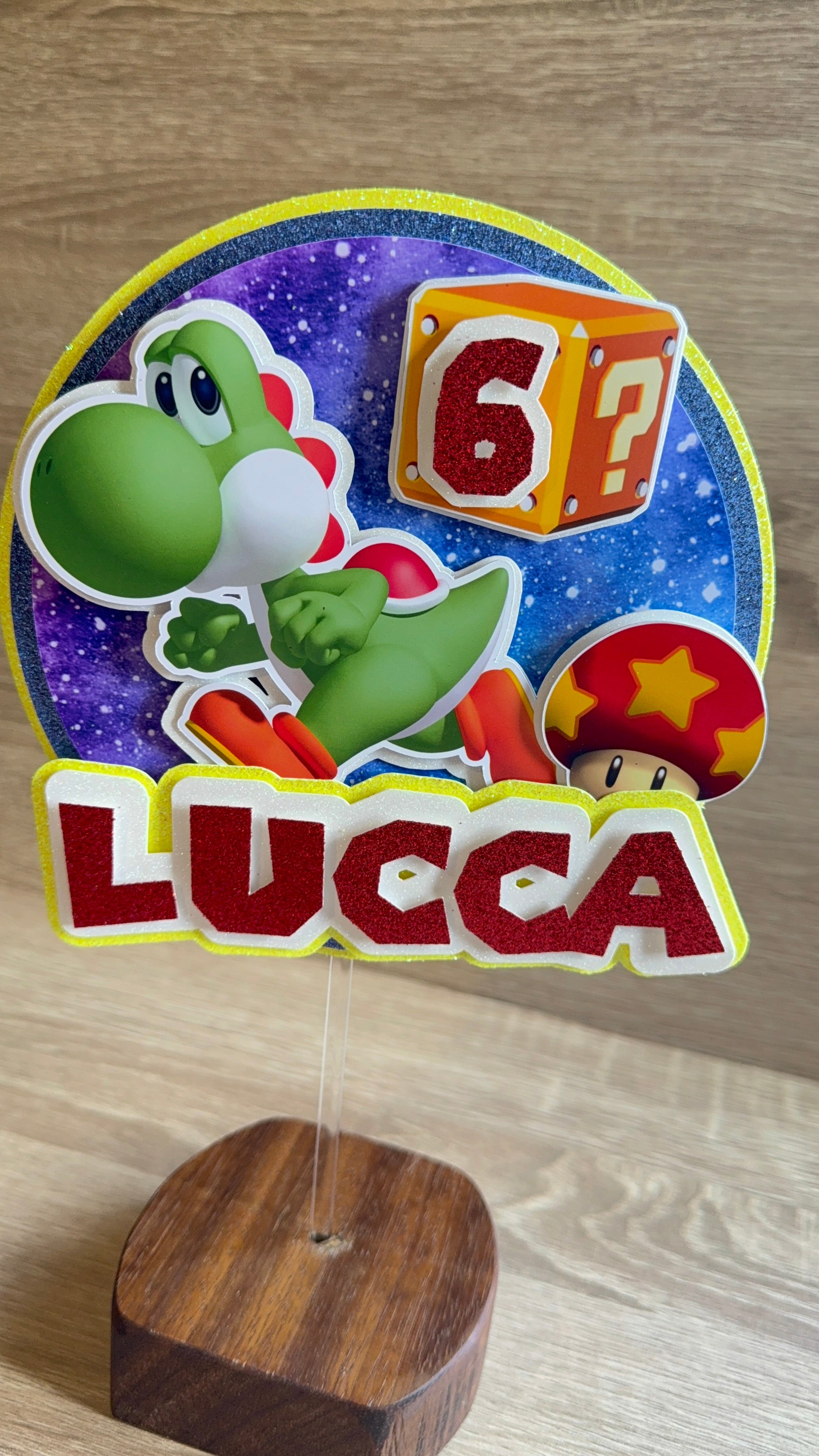 Super Mario Inspired Personalised Cake Topper | Custom Name & Age Birthday Decoration