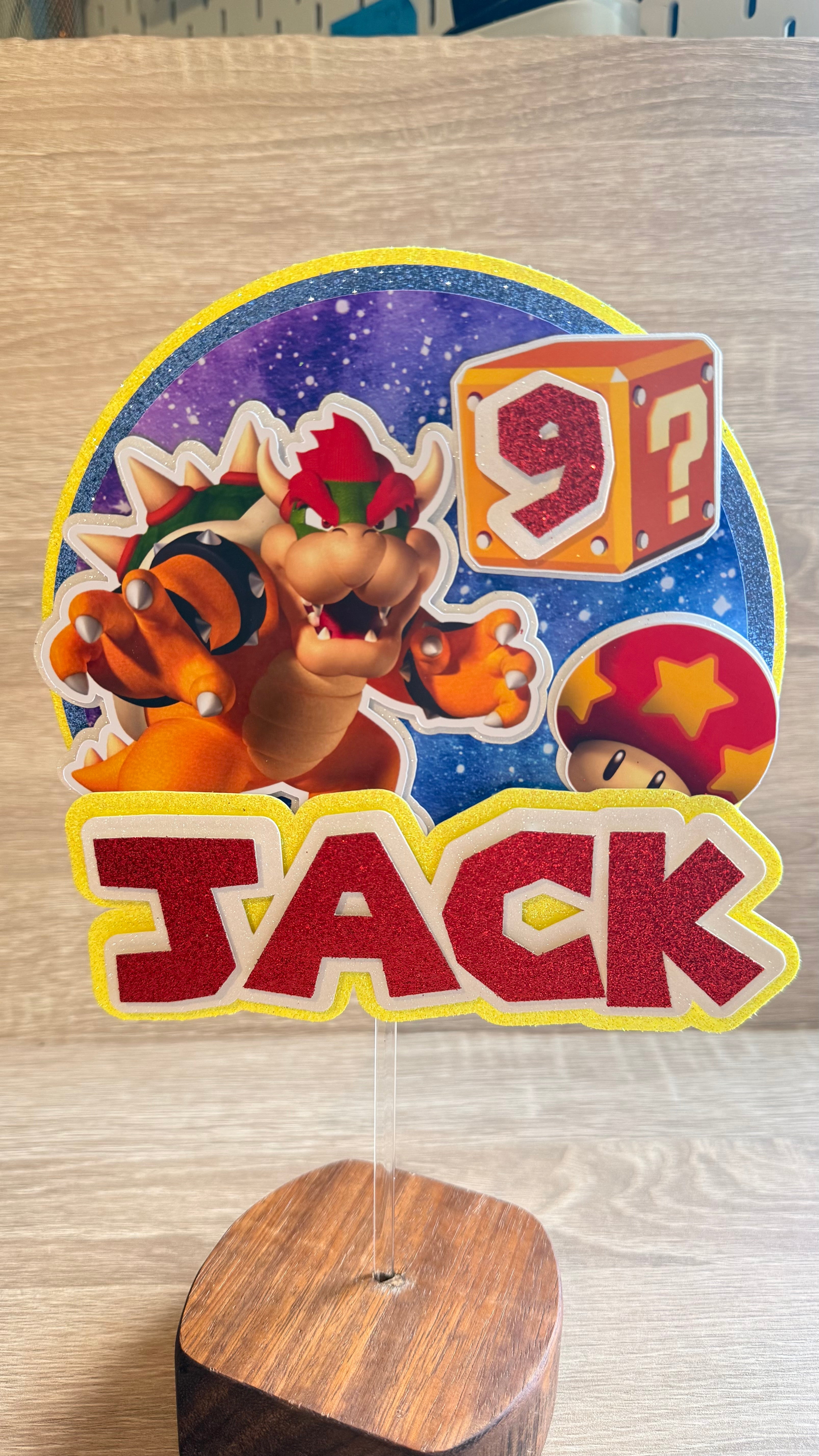 Super Mario Inspired Personalised Cake Topper | Custom Name & Age Birthday Decoration