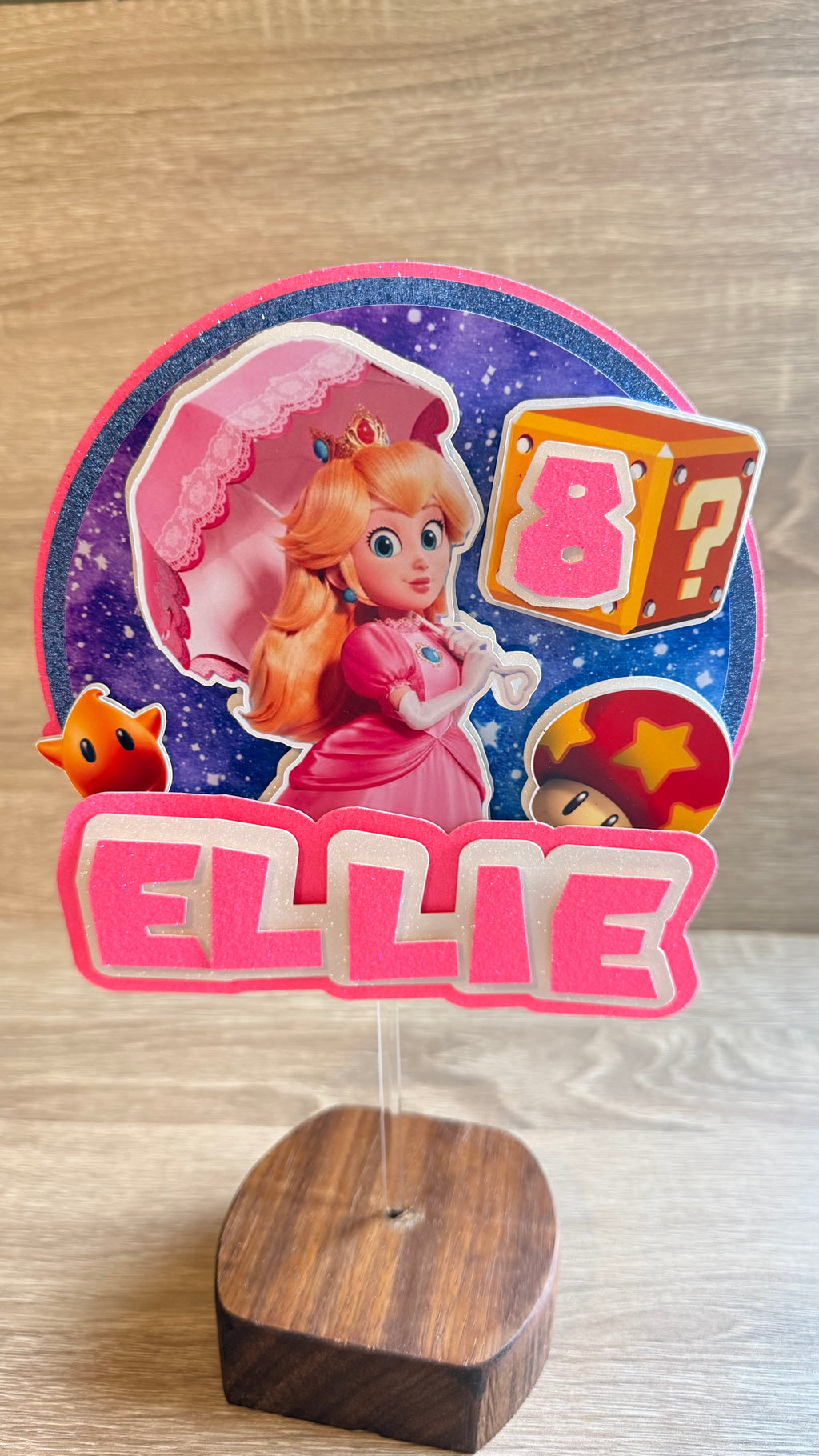 Super Mario Inspired Personalised Cake Topper | Custom Name & Age Birthday Decoration