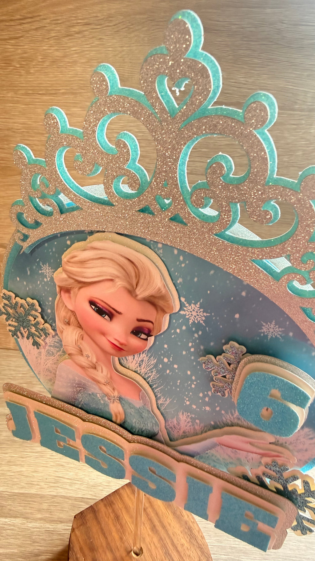 Elsa Inspired Personalised Cake Topper | Custom Name & Age Birthday Decoration