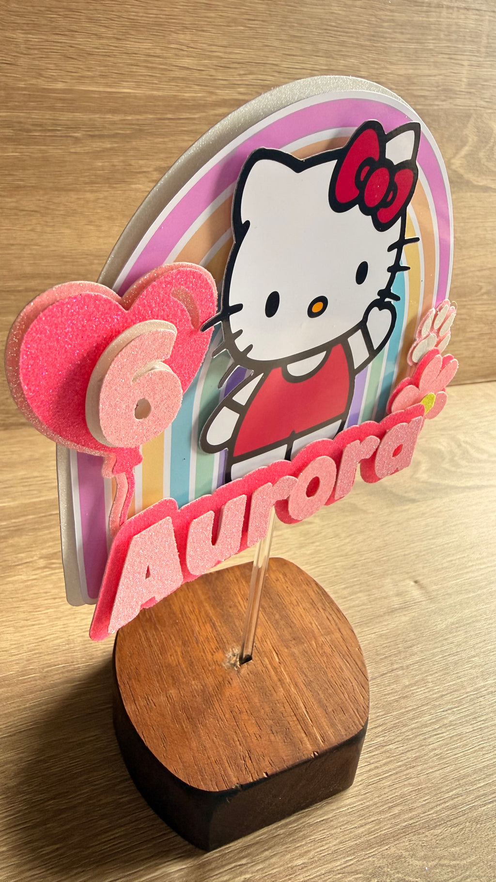 Personalised Hello Kitty Cake Topper – Custom Name & Age Birthday Decoration