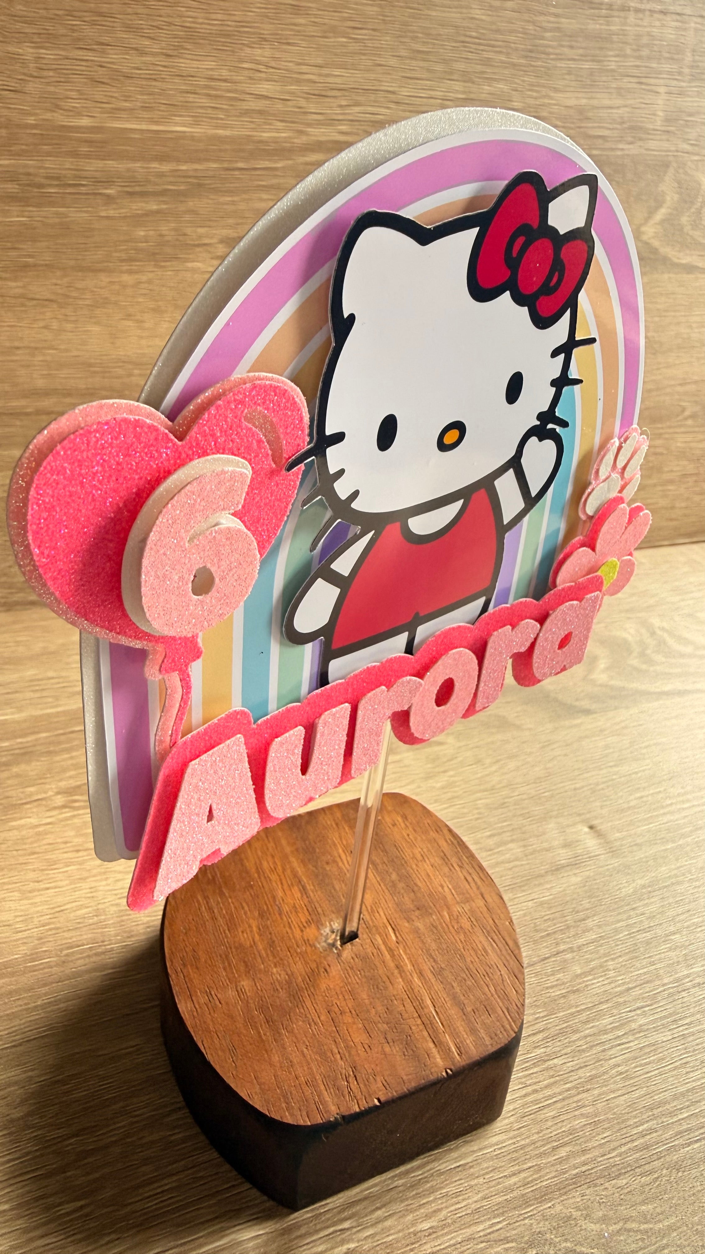 Personalised Hello Kitty Cake Topper – Custom Name & Age Birthday Decoration