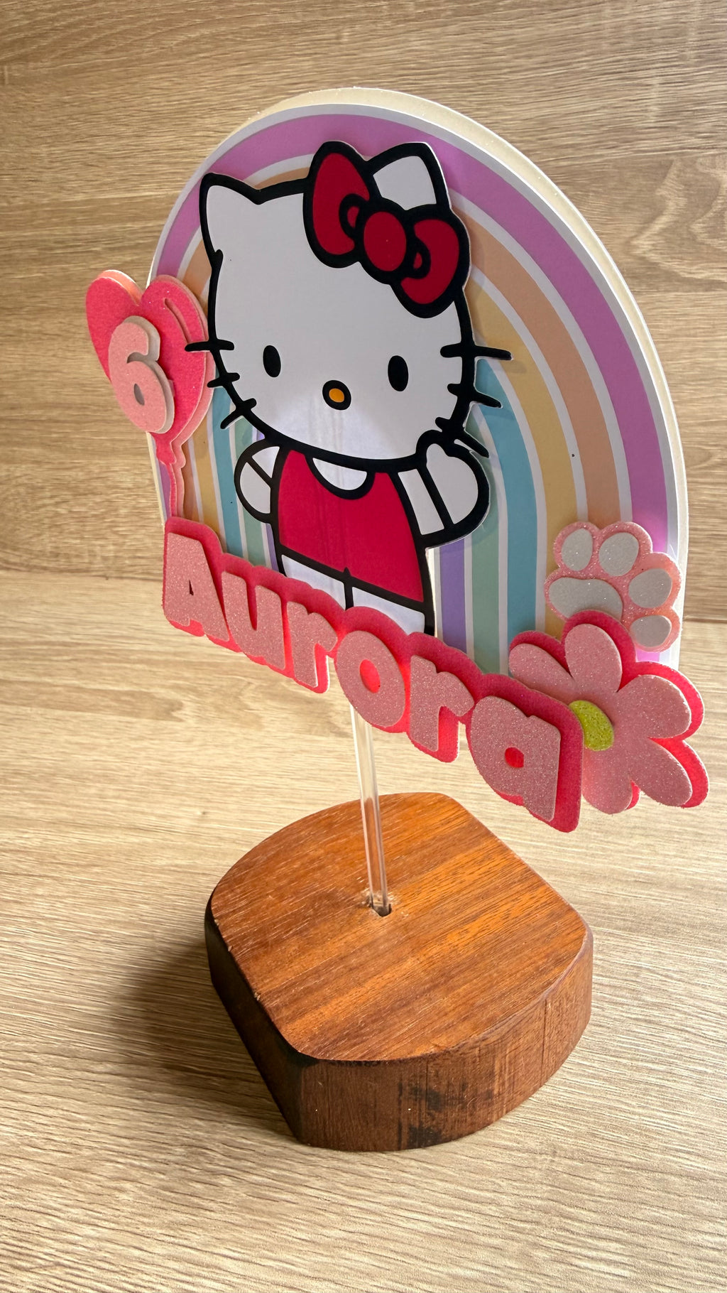 Personalised Hello Kitty Cake Topper – Custom Name & Age Birthday Decoration