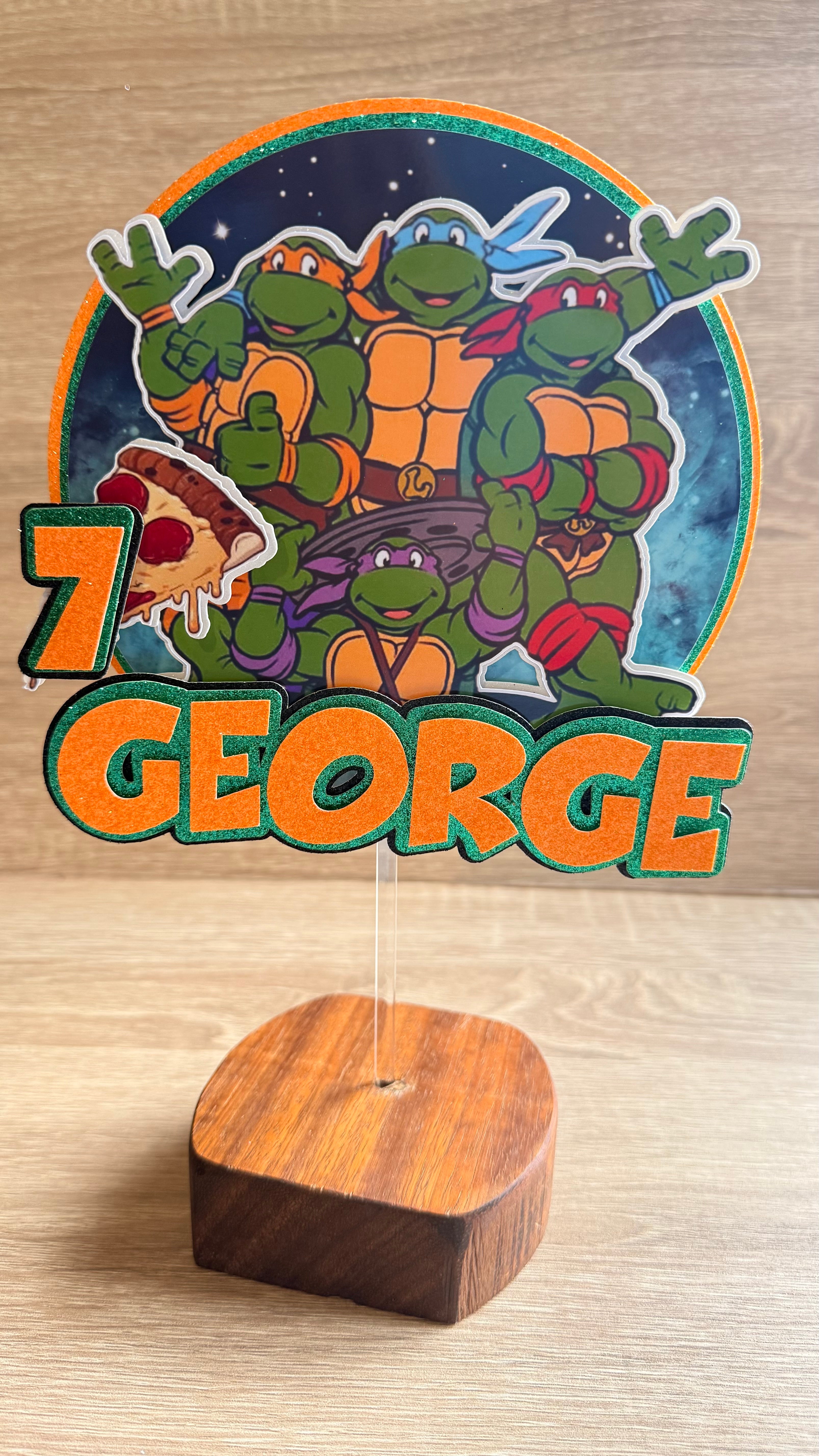 Personalised TMNT Cake Topper – Custom Name & Age Birthday Decoration