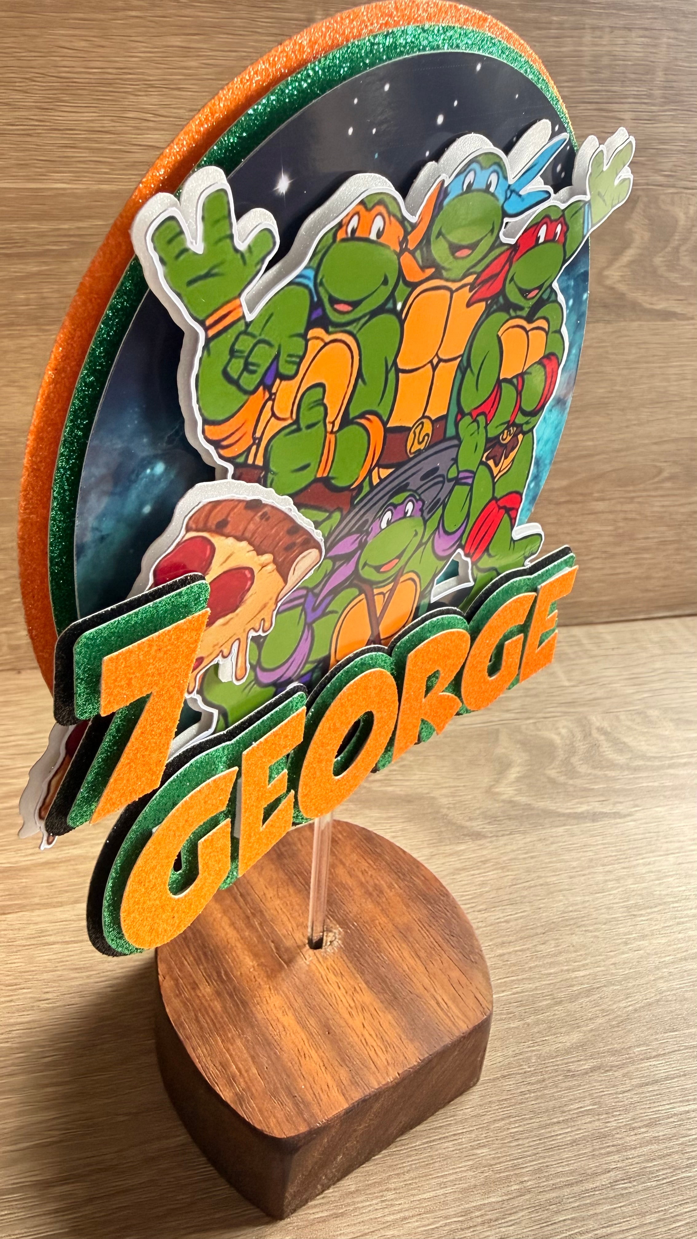 Personalised TMNT Cake Topper – Custom Name & Age Birthday Decoration