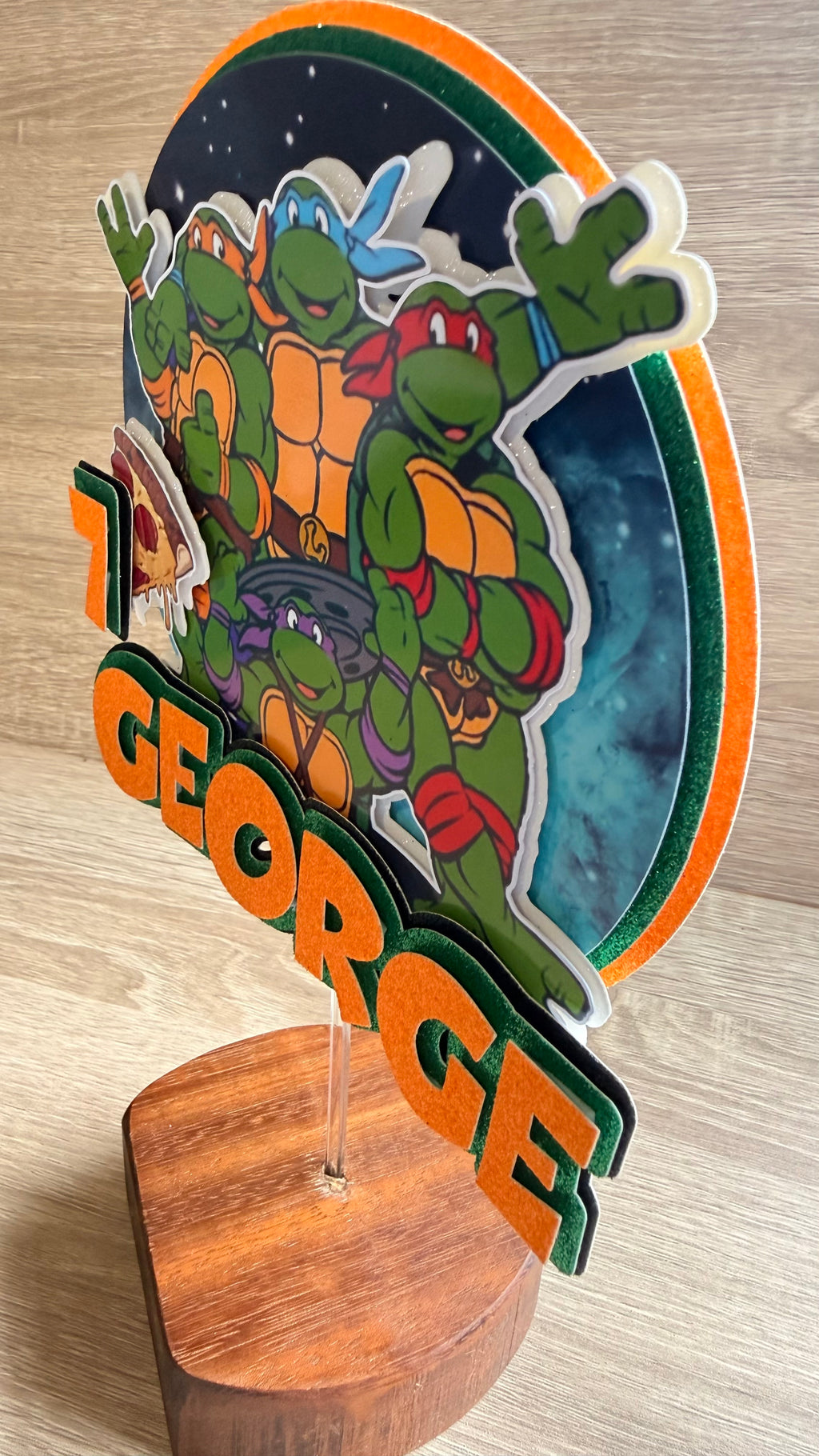 Personalised TMNT Cake Topper – Custom Name & Age Birthday Decoration