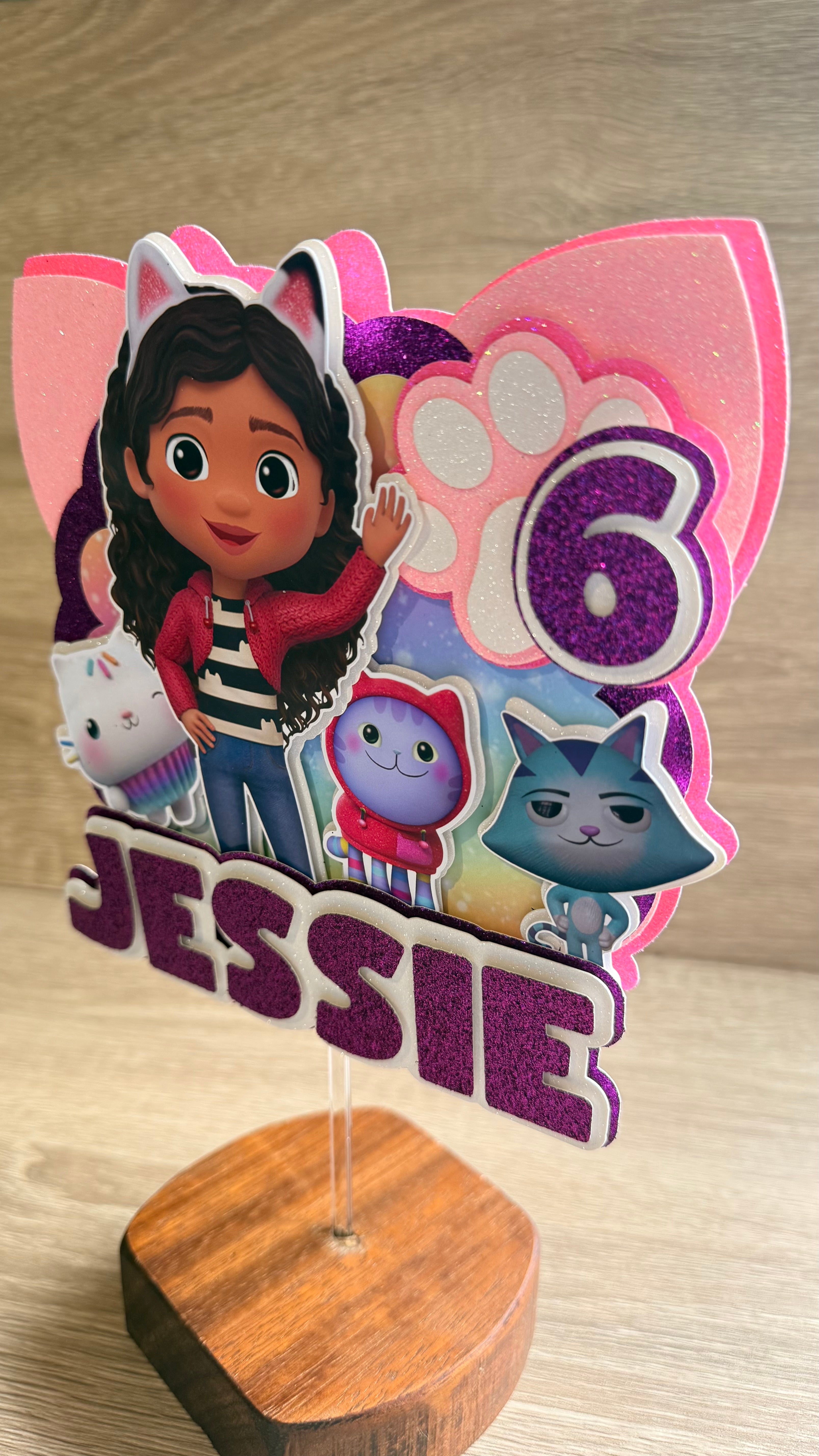 Personalised Gabby's Dollhouse Cake Topper – Custom Name & Age Birthday Decoration