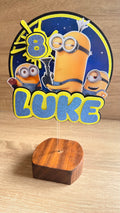 Personalised Minions Cake Topper – Custom Name & Age Birthday Decoration