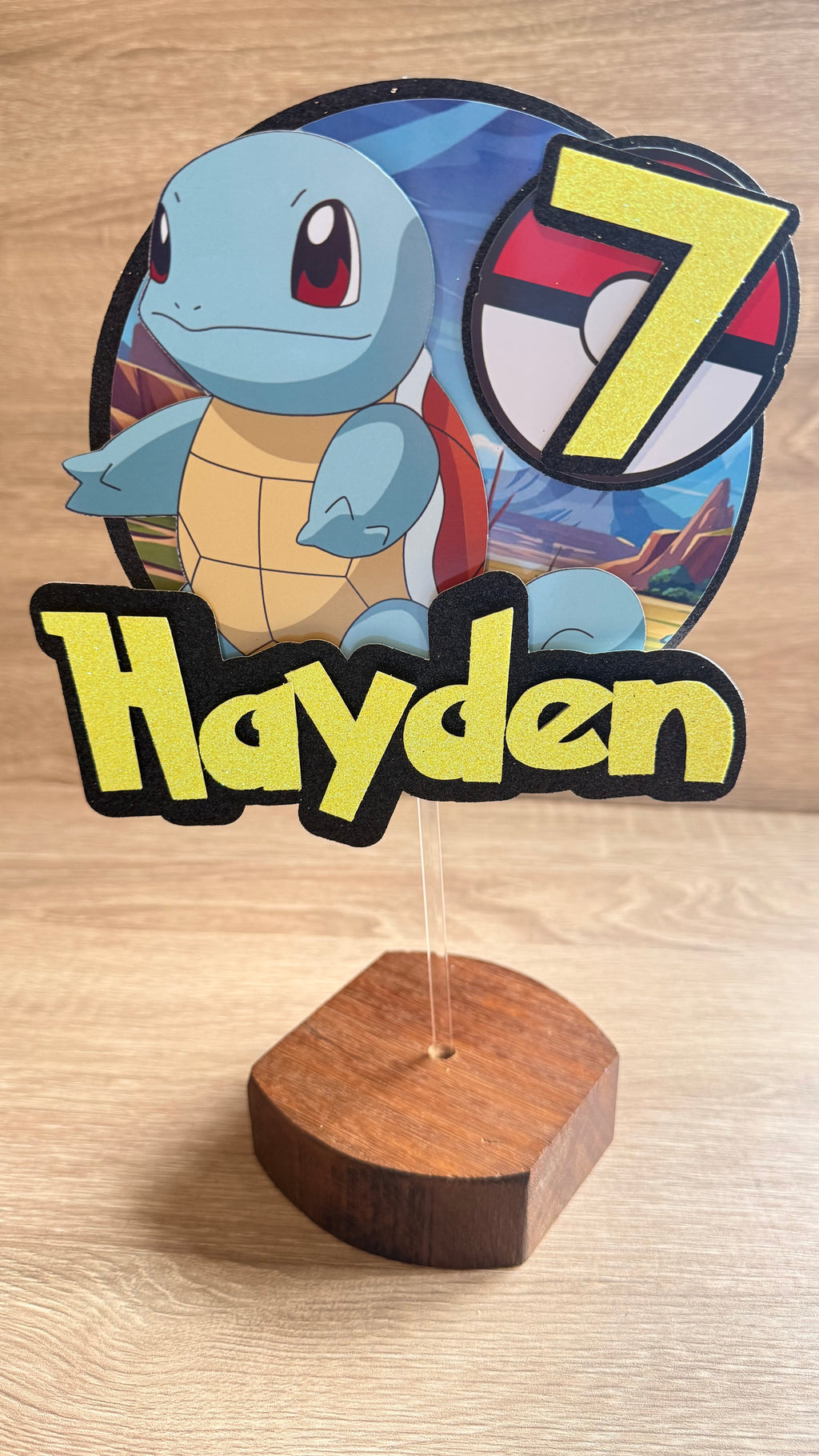 Personalised Pokémon Cake Topper – Custom Name & Age Birthday Decoration
