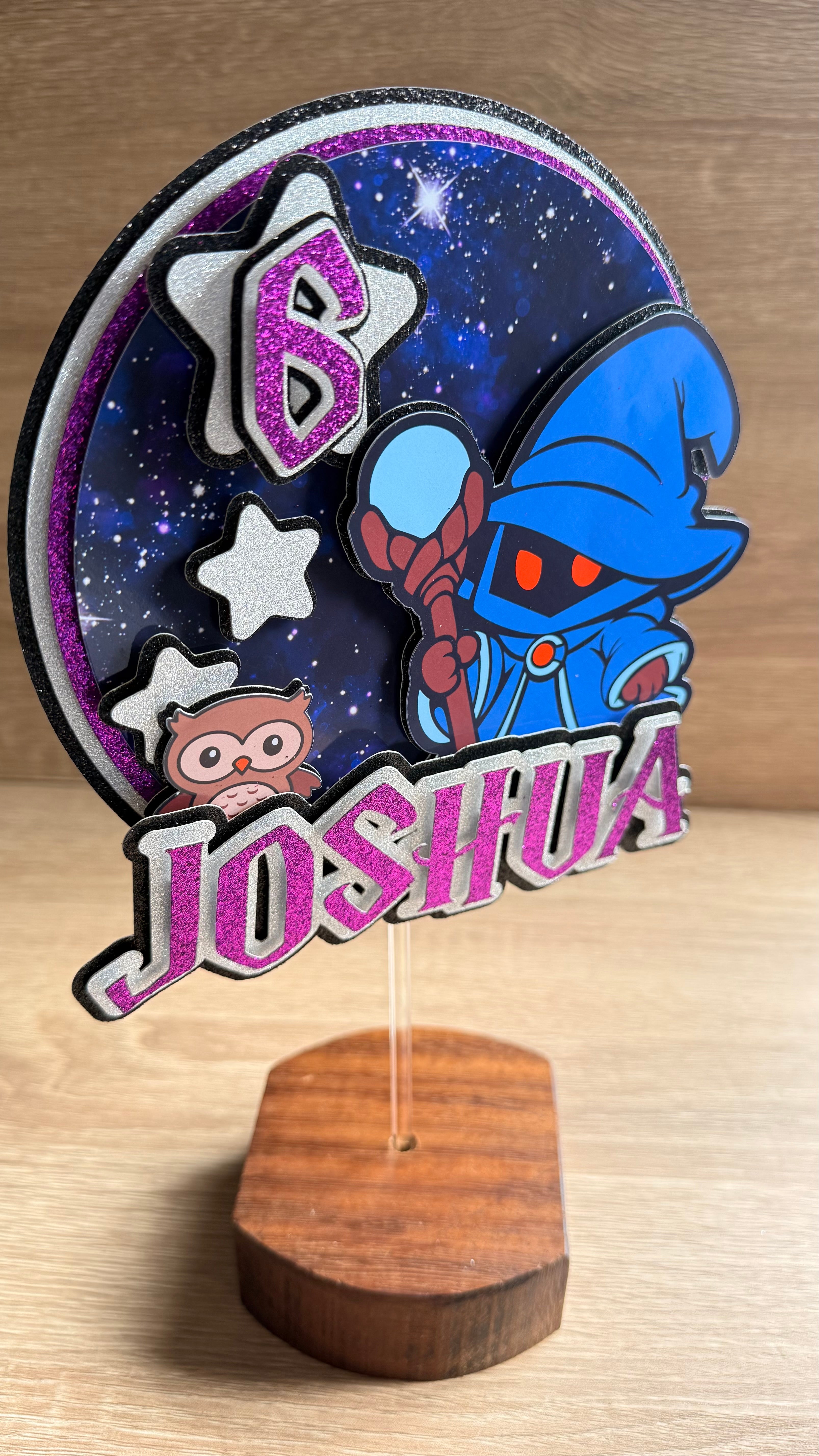 Fantasy Wizard Personalised Cake Topper | Custom Name & Age Birthday Decoration