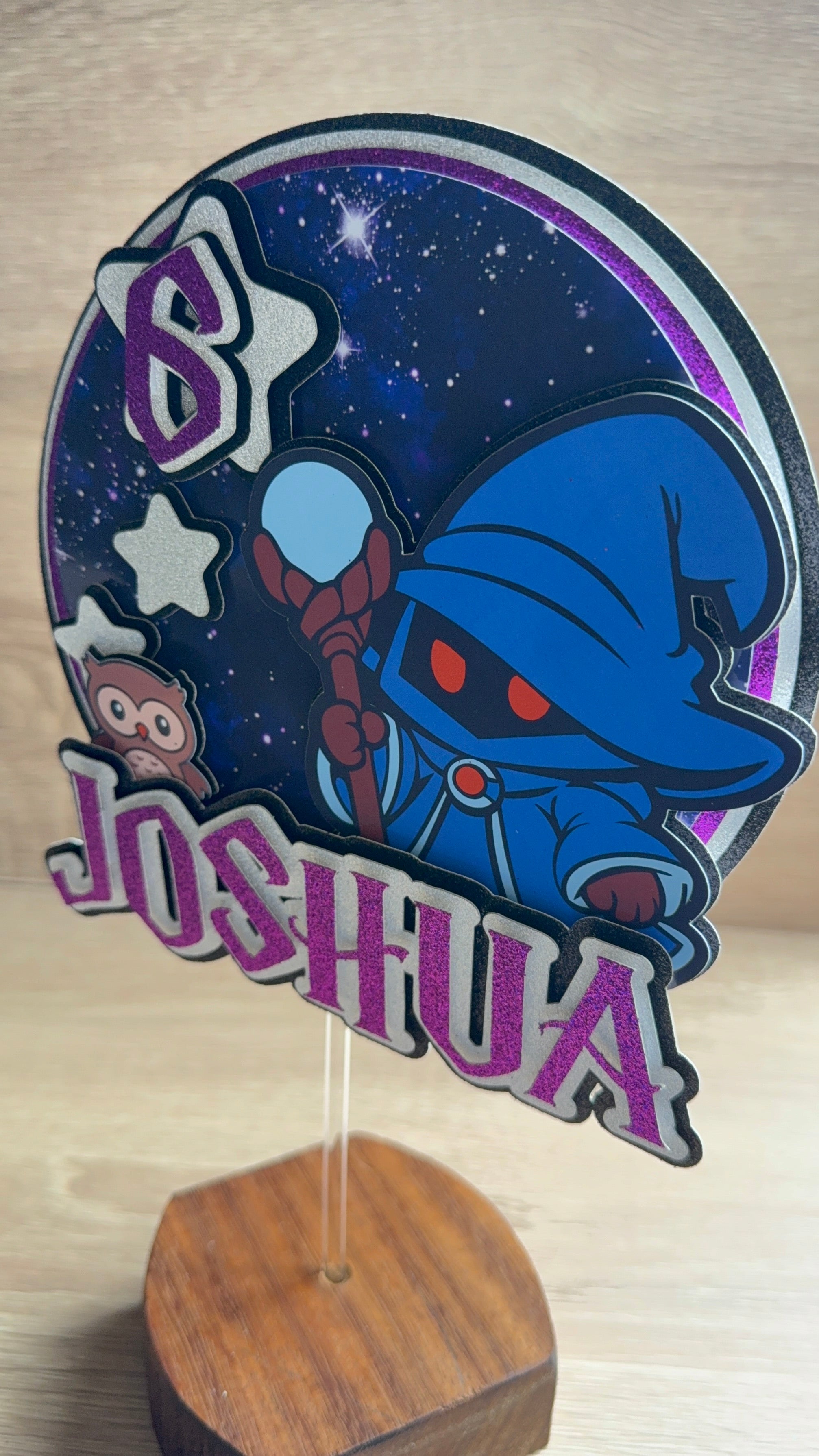 Fantasy Wizard Personalised Cake Topper | Custom Name & Age Birthday Decoration