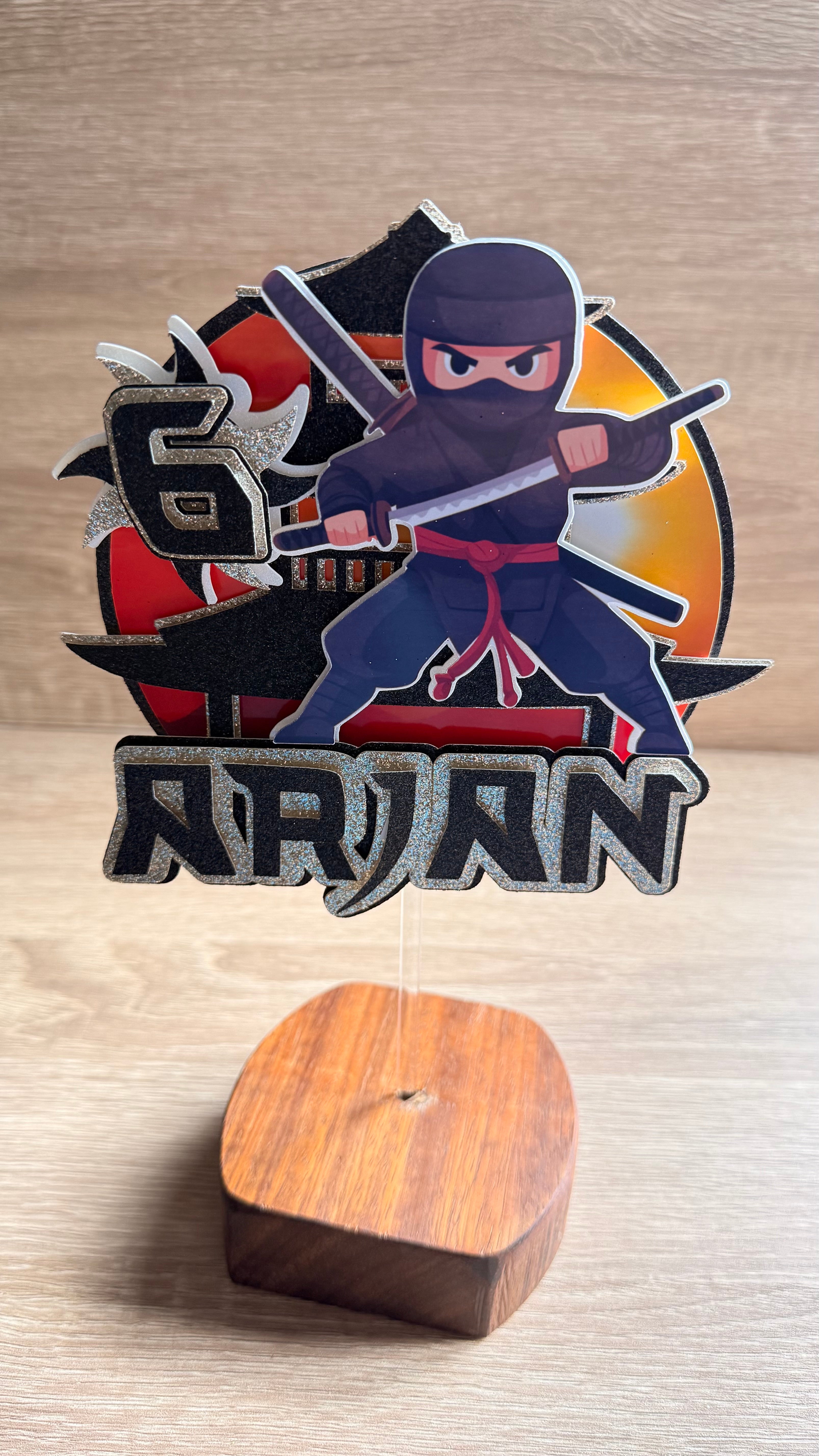 Ninja Personalised Cake Topper | Custom Name & Age Birthday Decoration