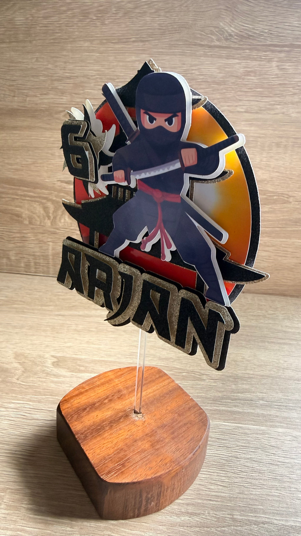 Ninja Personalised Cake Topper | Custom Name & Age Birthday Decoration