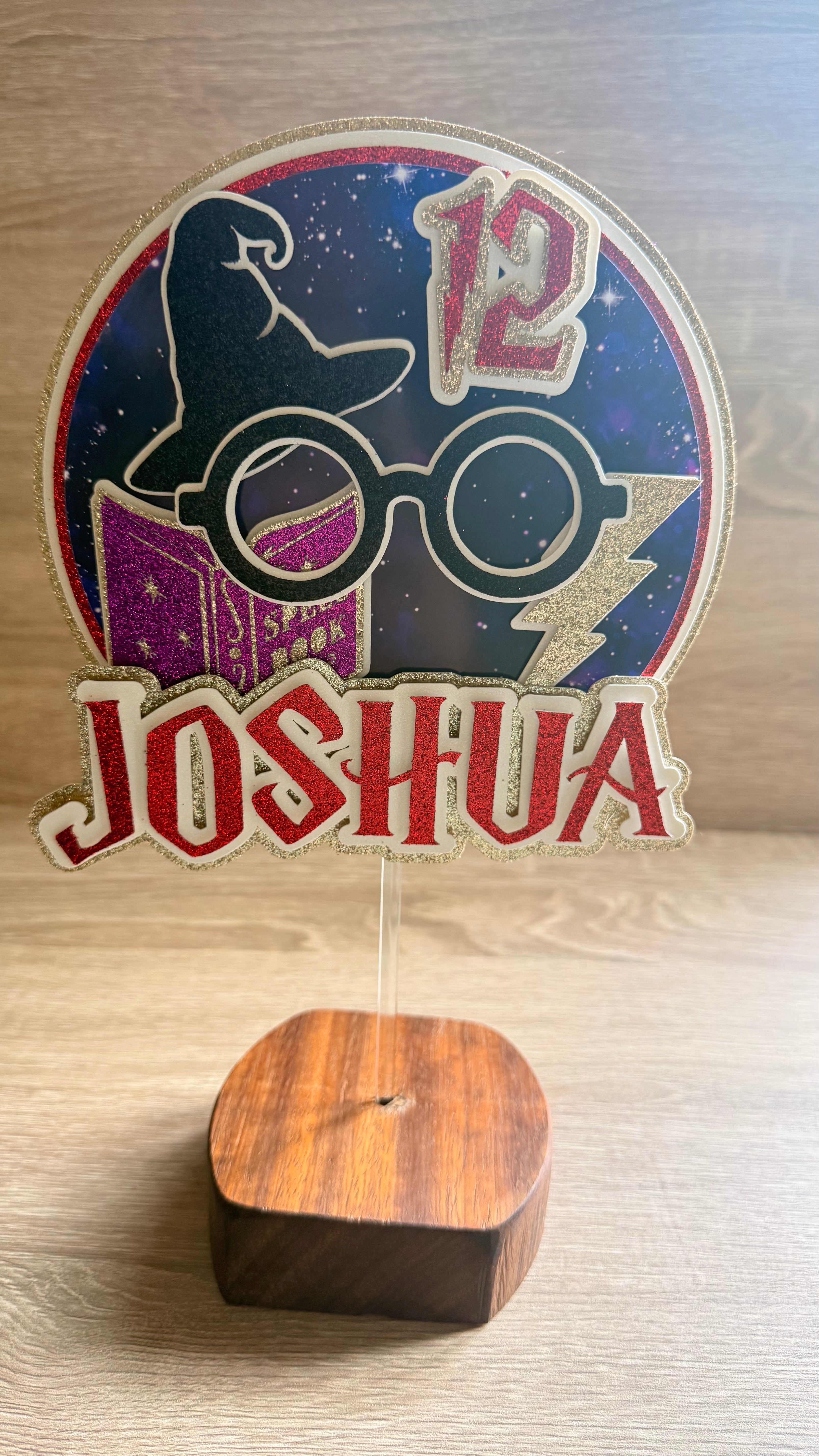 Fantasy Wizard Personalised Cake Topper | Custom Name & Age Birthday Decoration