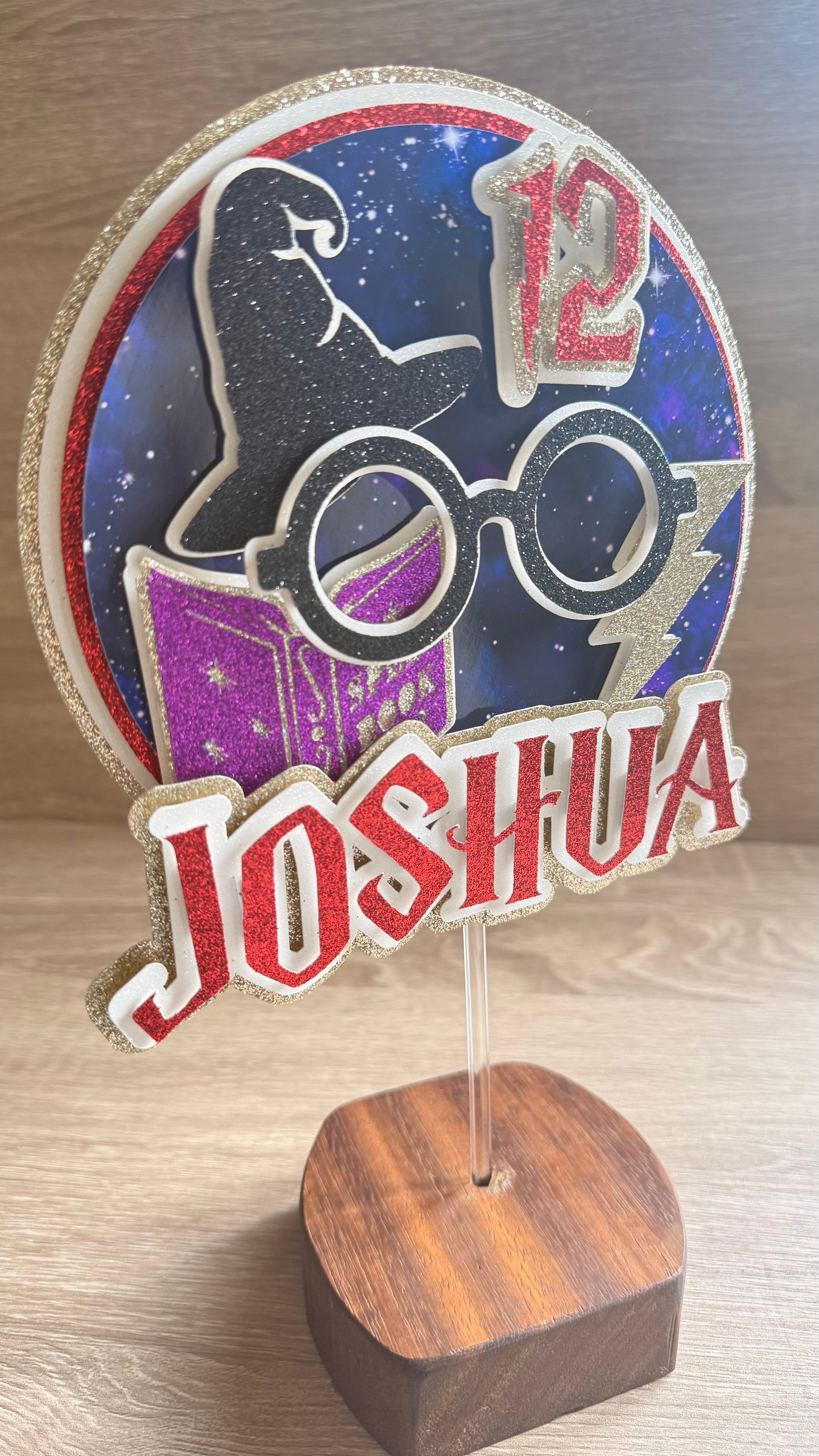 Fantasy Wizard Personalised Cake Topper | Custom Name & Age Birthday Decoration