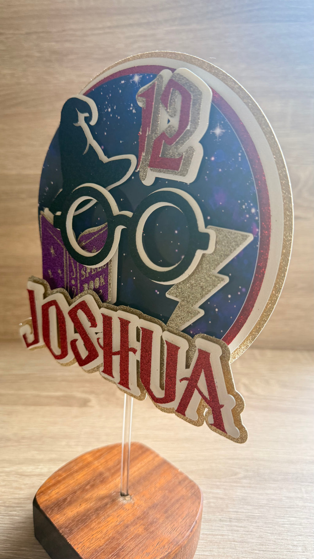 Fantasy Wizard Personalised Cake Topper | Custom Name & Age Birthday Decoration