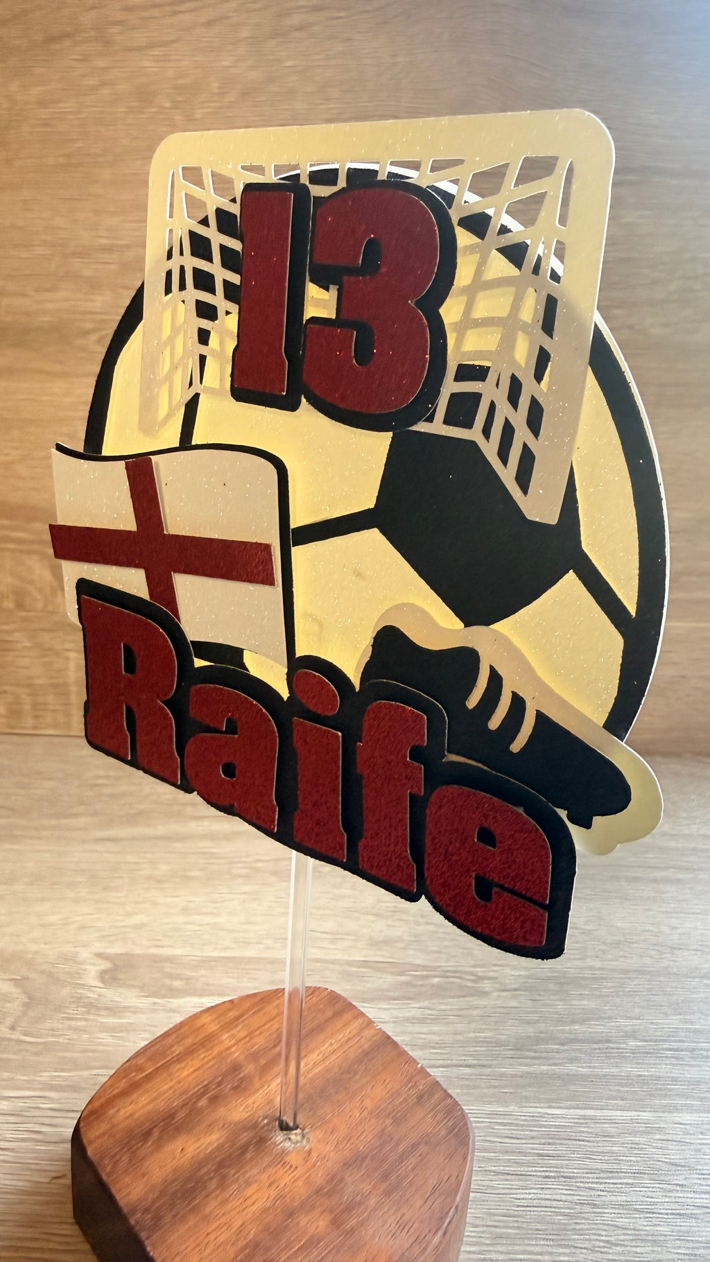 England Football Personalised Cake Topper | Custom Name & Age Birthday Decoration