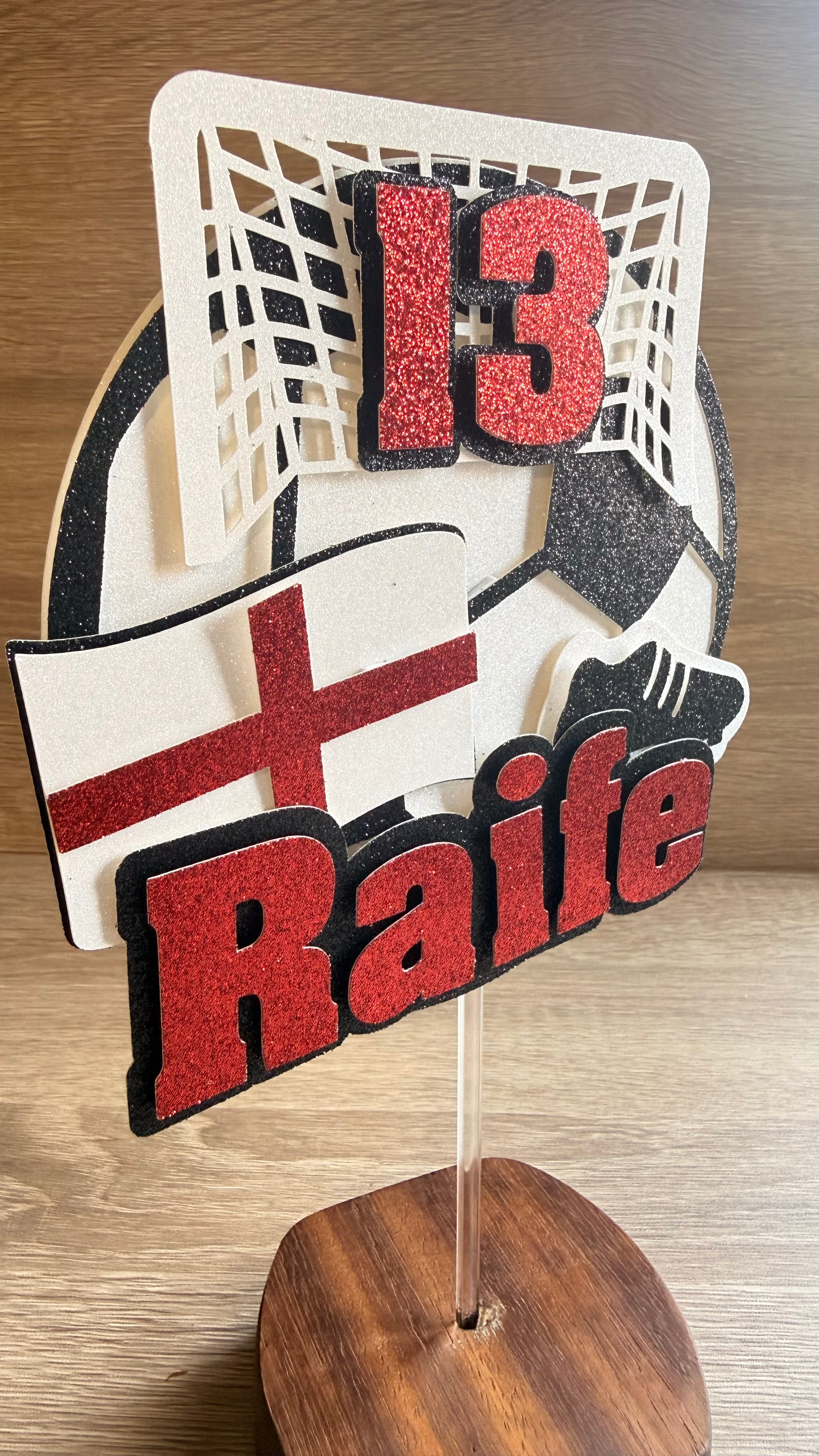 England Football Personalised Cake Topper | Custom Name & Age Birthday Decoration