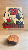 Personalised Wales Football Cake Topper – Custom Name & Age Birthday Decoration