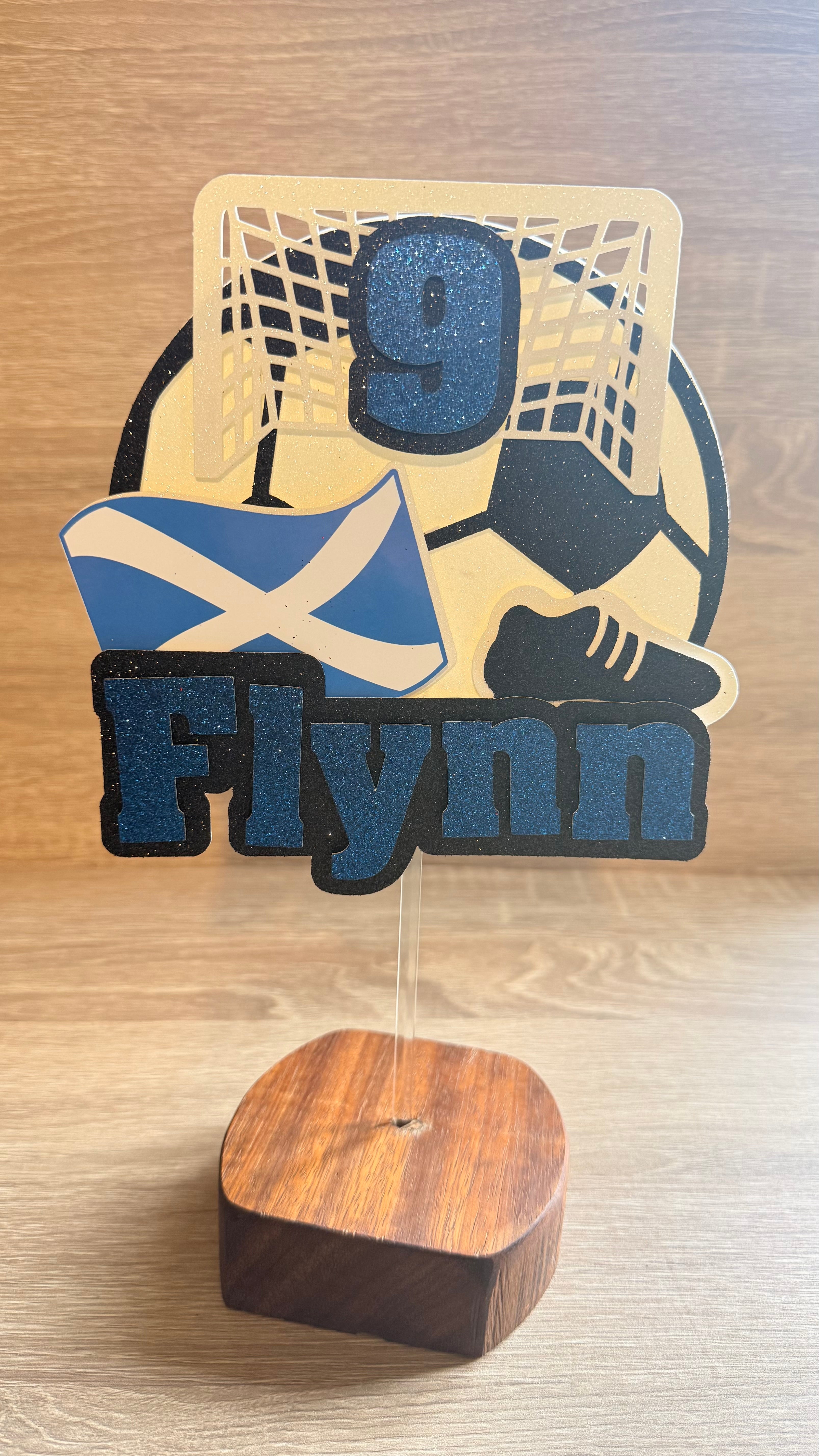 Personalised Scotland Football Cake Topper – Custom Name & Age Birthday Decoration