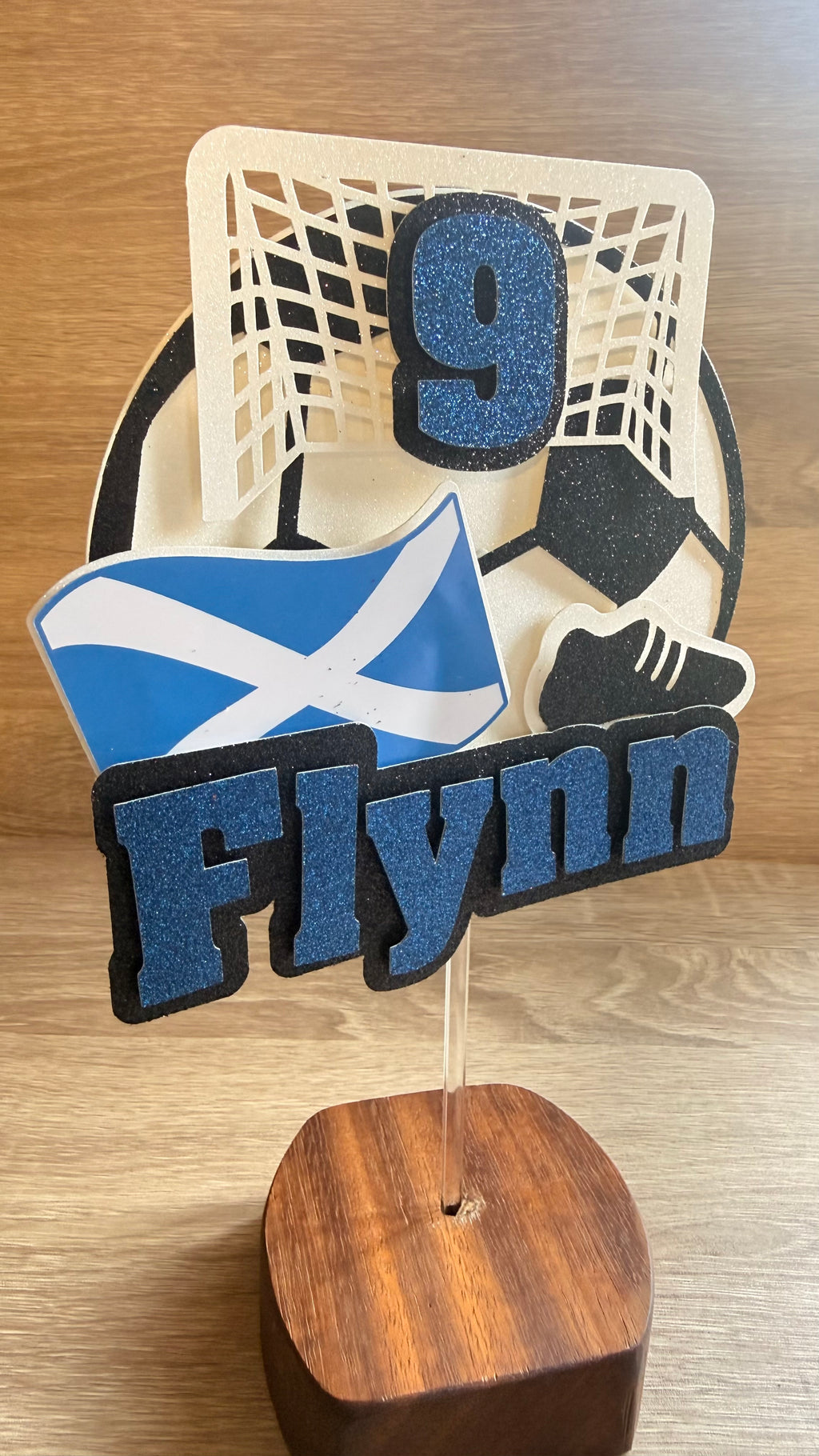 Personalised Scotland Football Cake Topper – Custom Name & Age Birthday Decoration