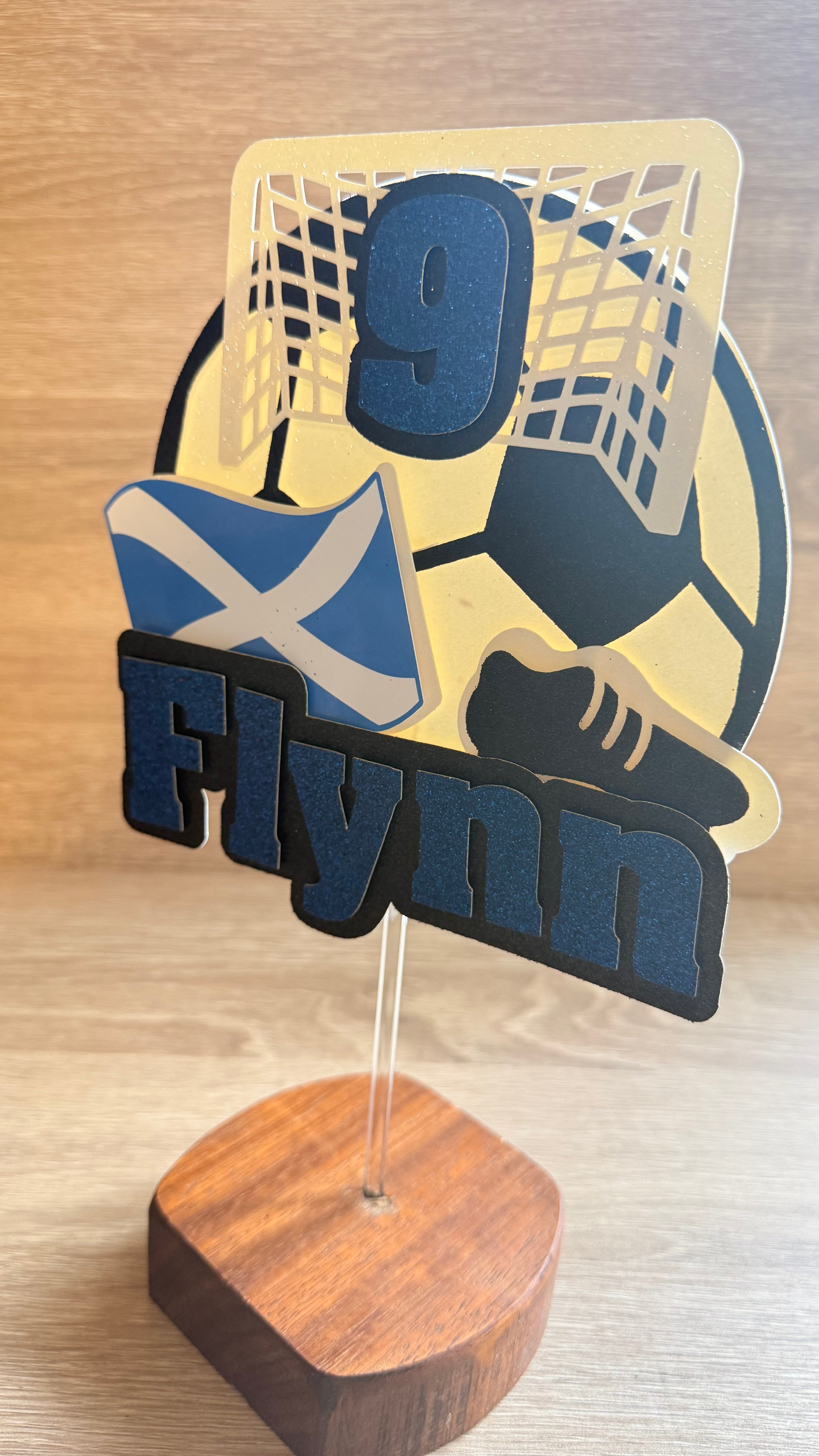 Personalised Scotland Football Cake Topper – Custom Name & Age Birthday Decoration