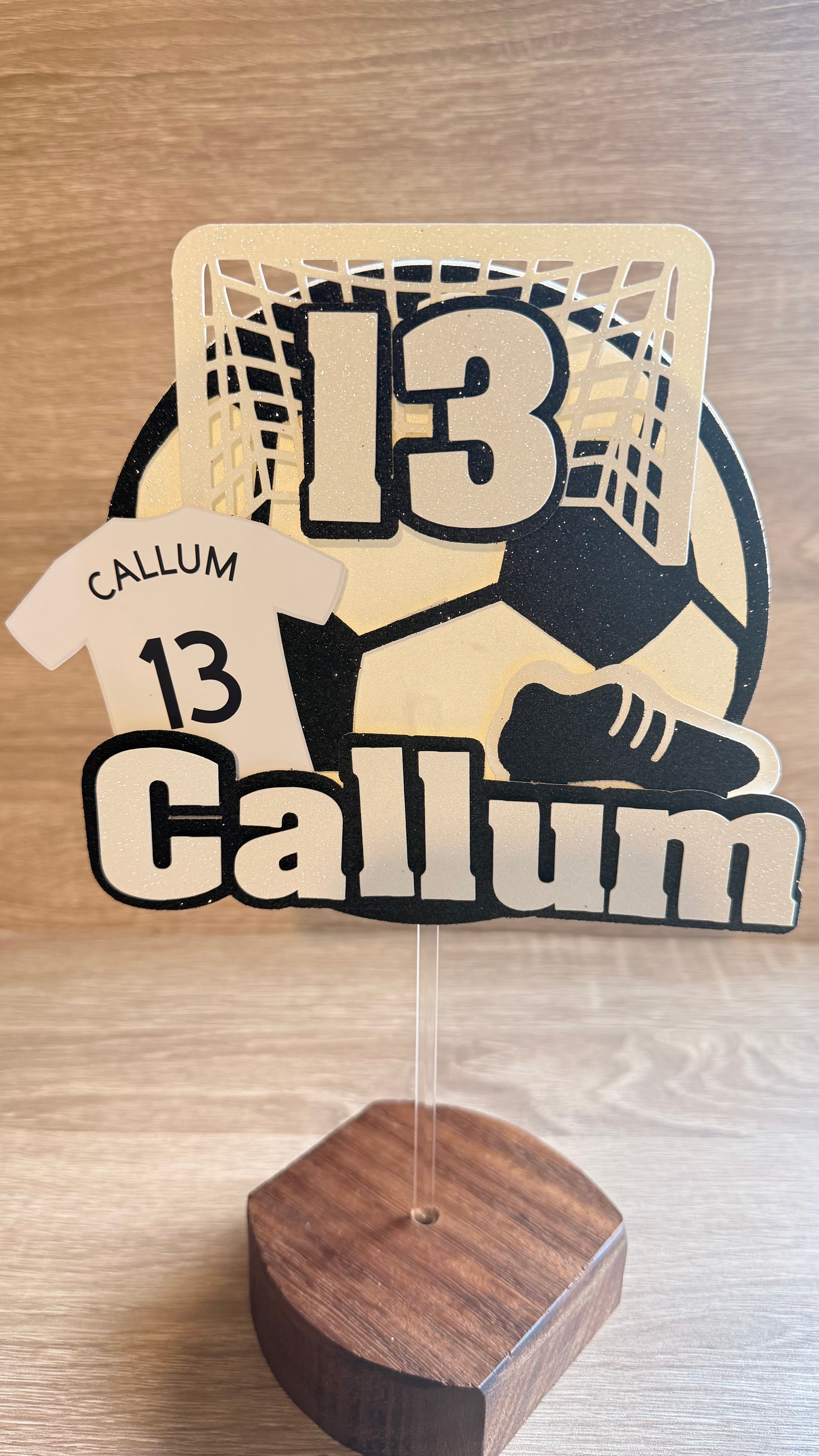 Football Shirt Cake Topper | Custom Name, Age & Shirt Colour