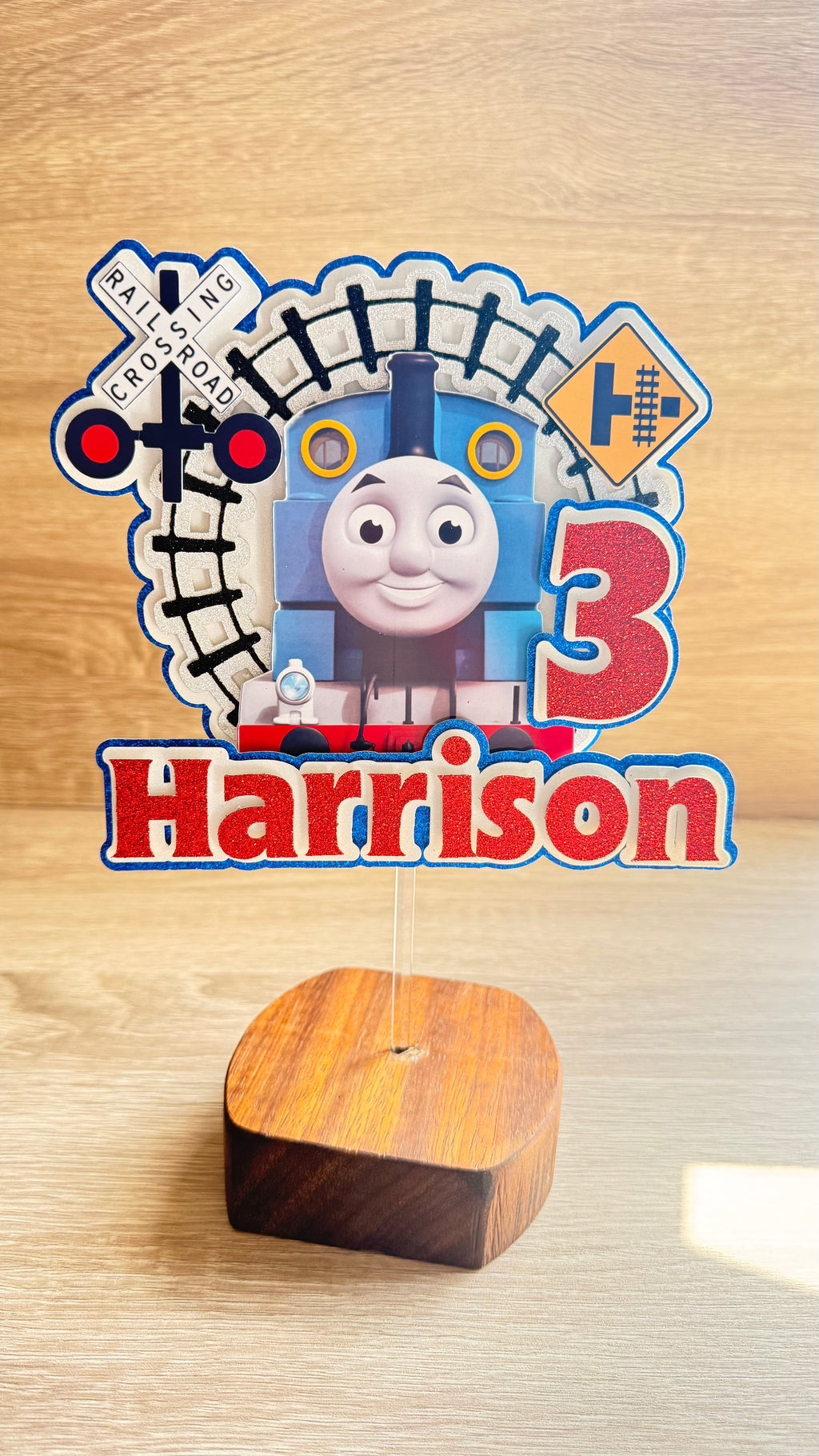 Thomas the Tank Engine Cake Topper | Custom Name & Age Birthday Decoration
