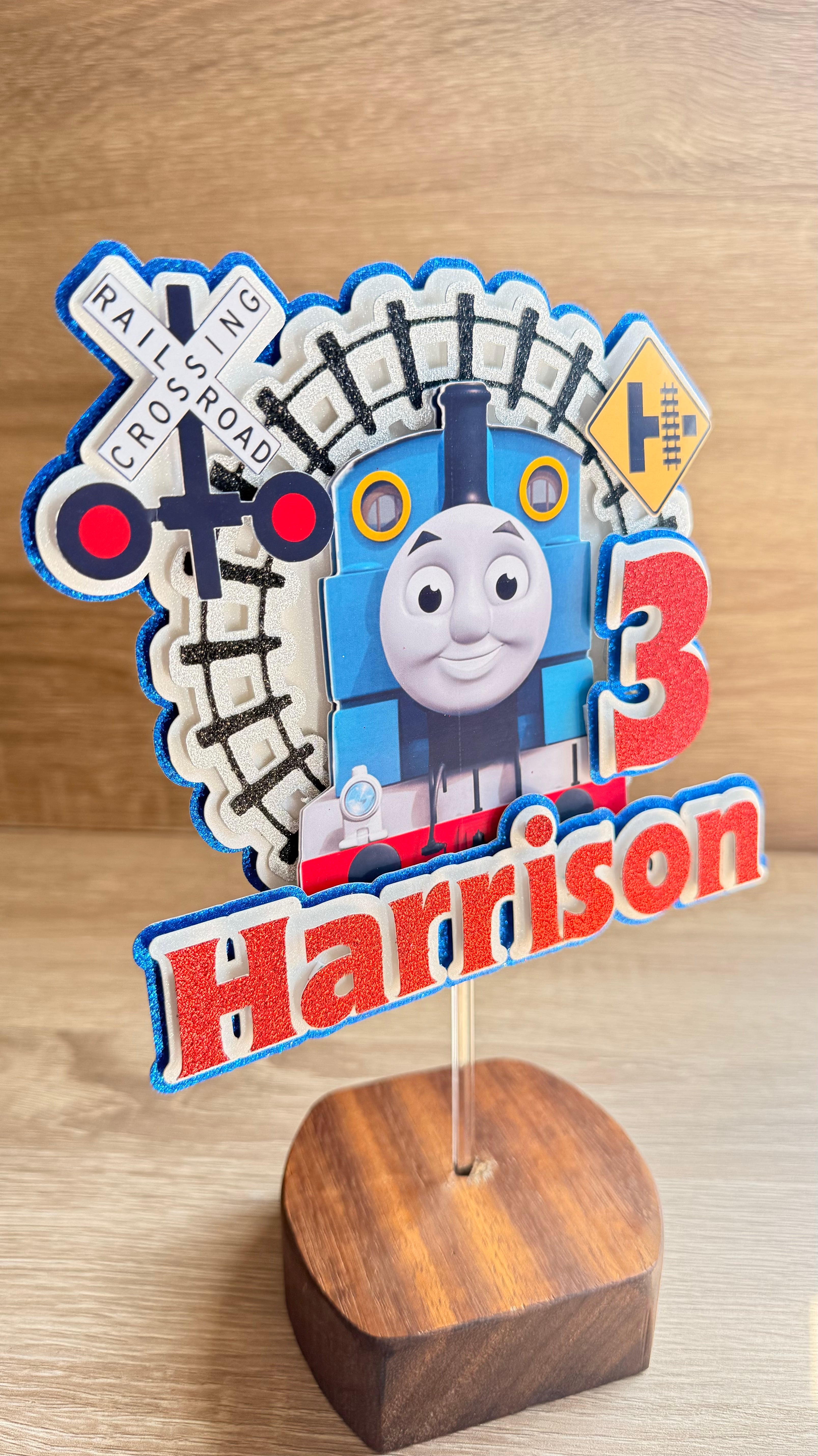 Thomas the Tank Engine Cake Topper | Custom Name & Age Birthday Decoration