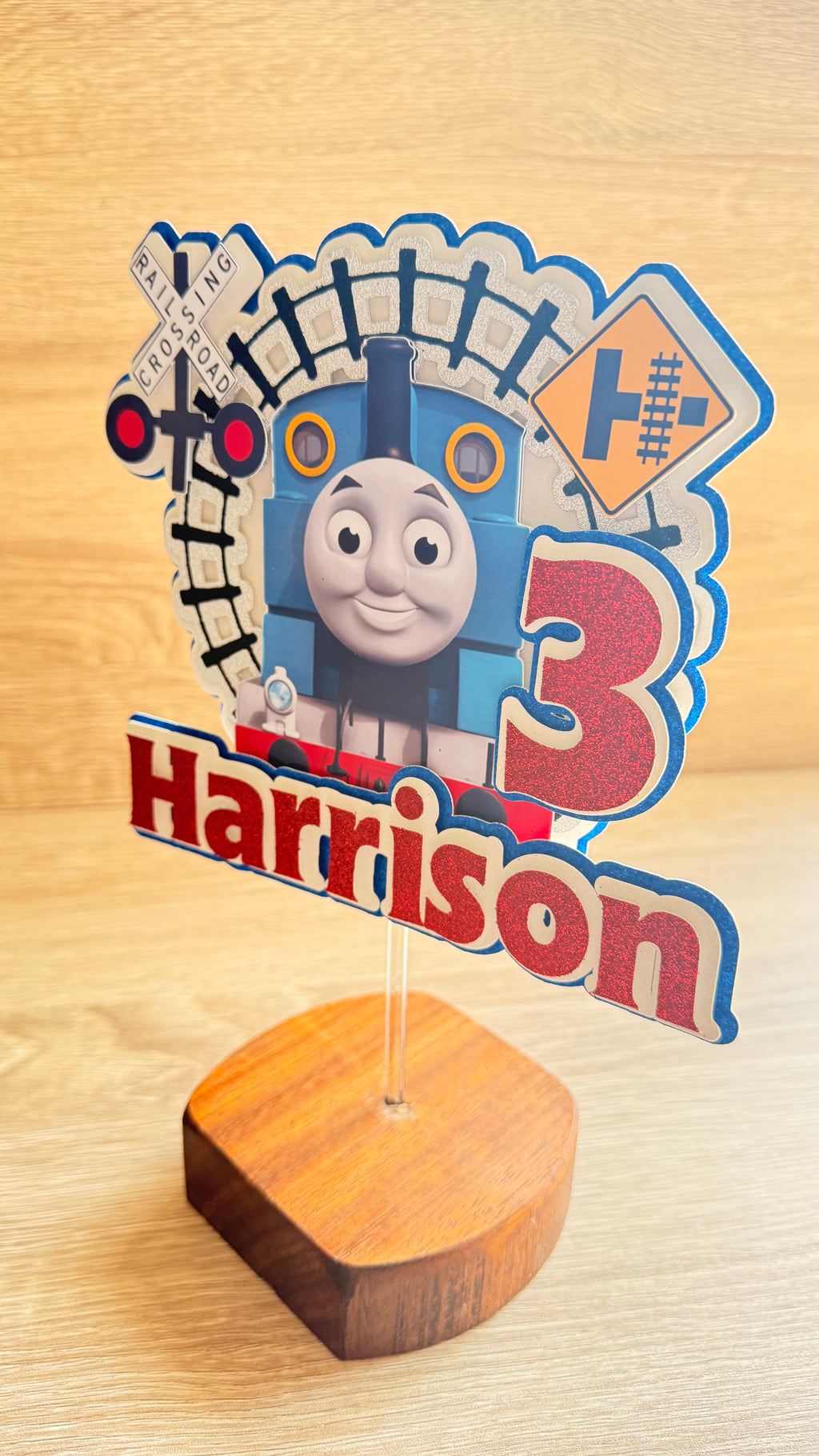 Thomas the Tank Engine Cake Topper | Custom Name & Age Birthday Decoration