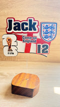 England Football World Cup Cake Topper | Personalised Name & Age Birthday Decoration