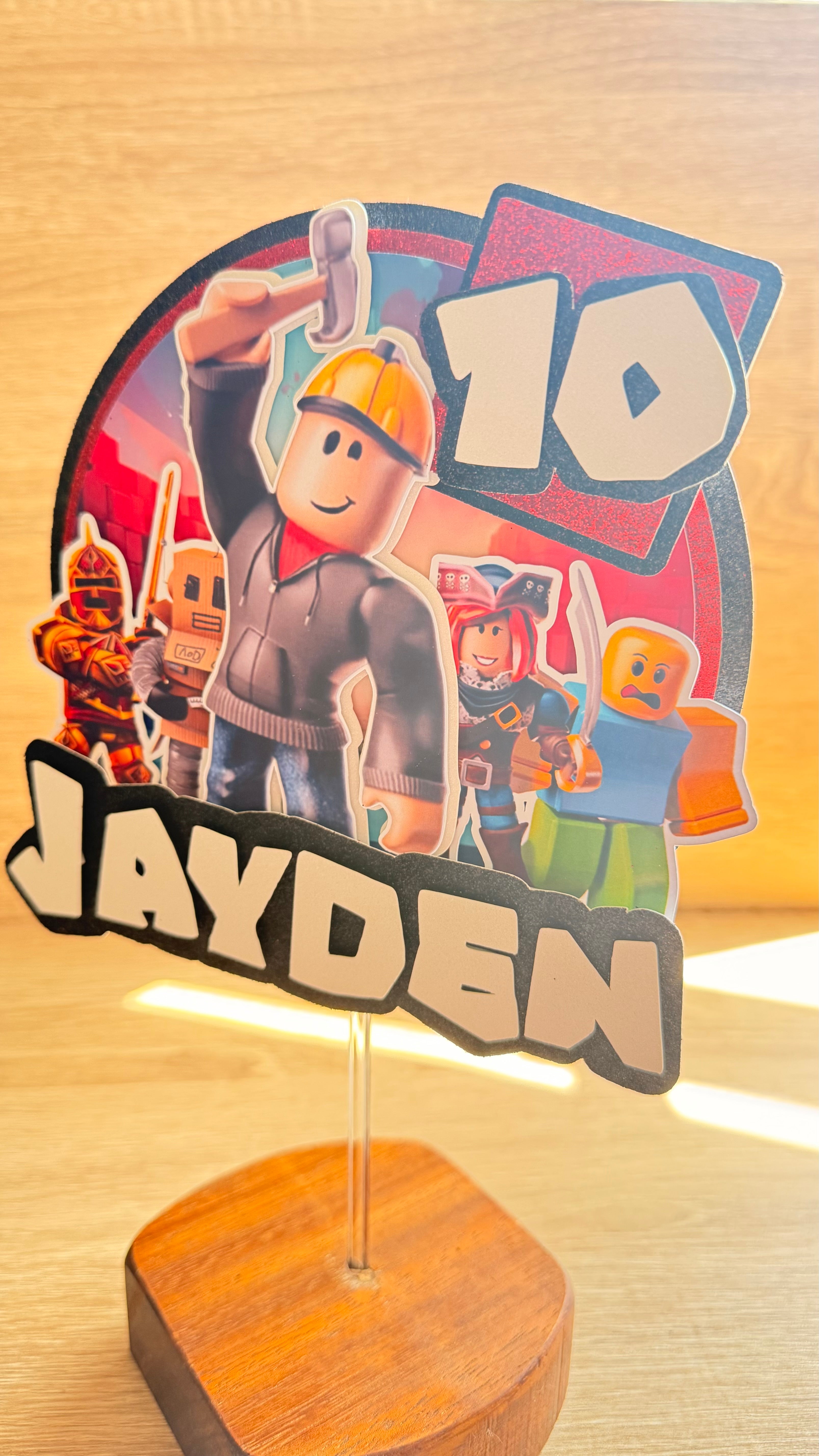 Roblox Personalised Cake Topper – Custom Name & Age Birthday Decor