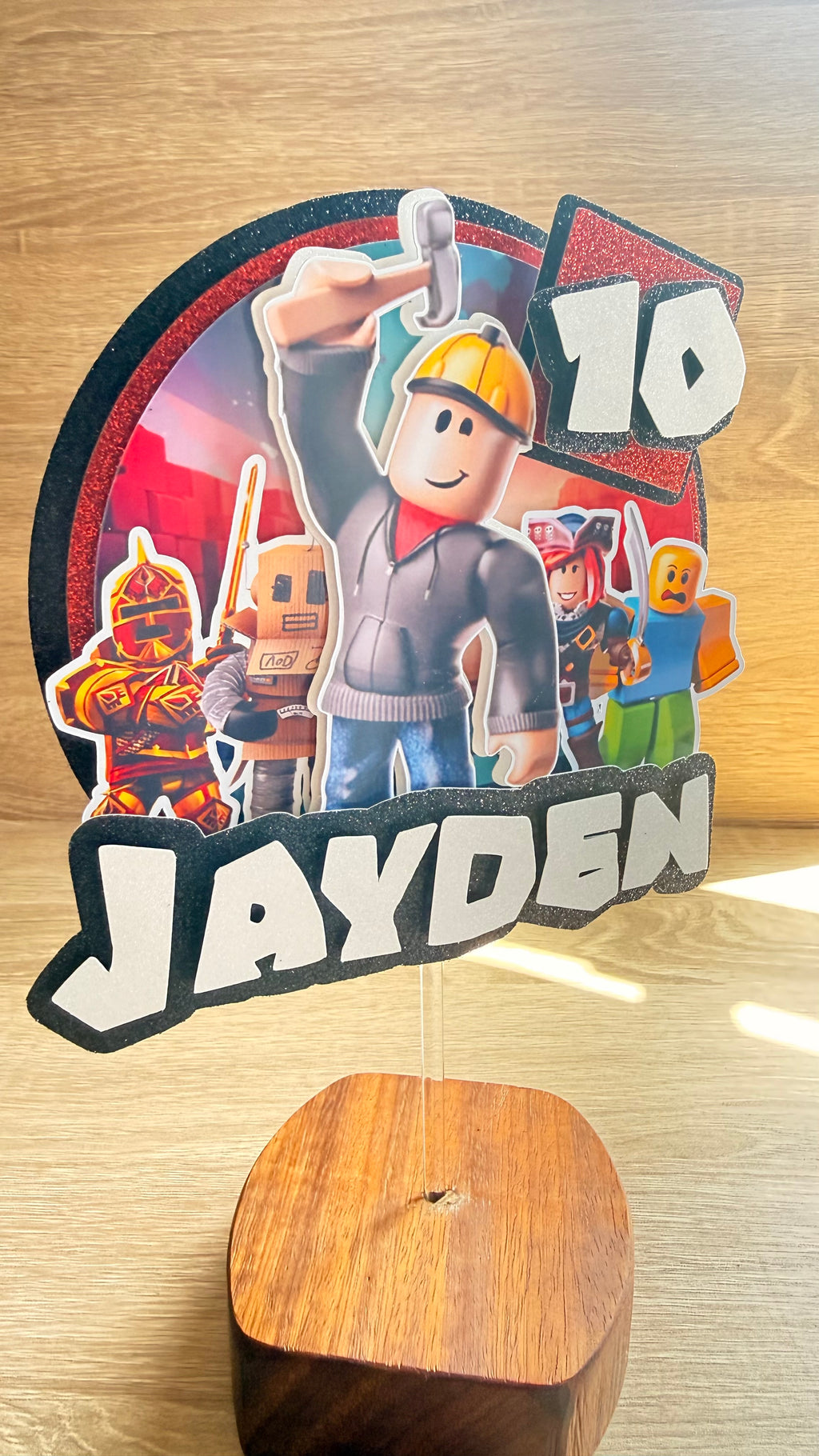 Roblox Personalised Cake Topper – Custom Name & Age Birthday Decor