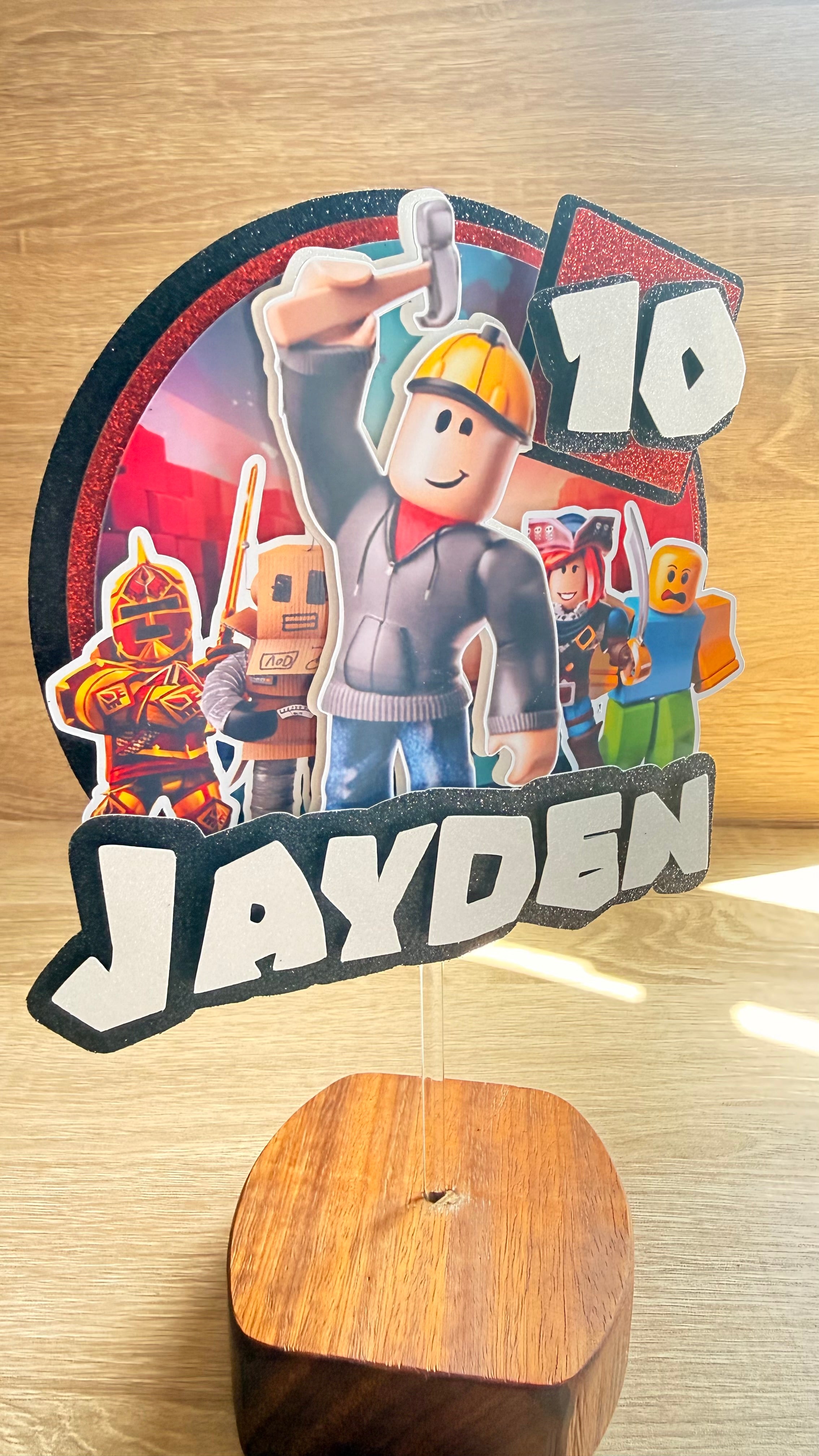 Roblox Personalised Cake Topper – Custom Name & Age Birthday Decor