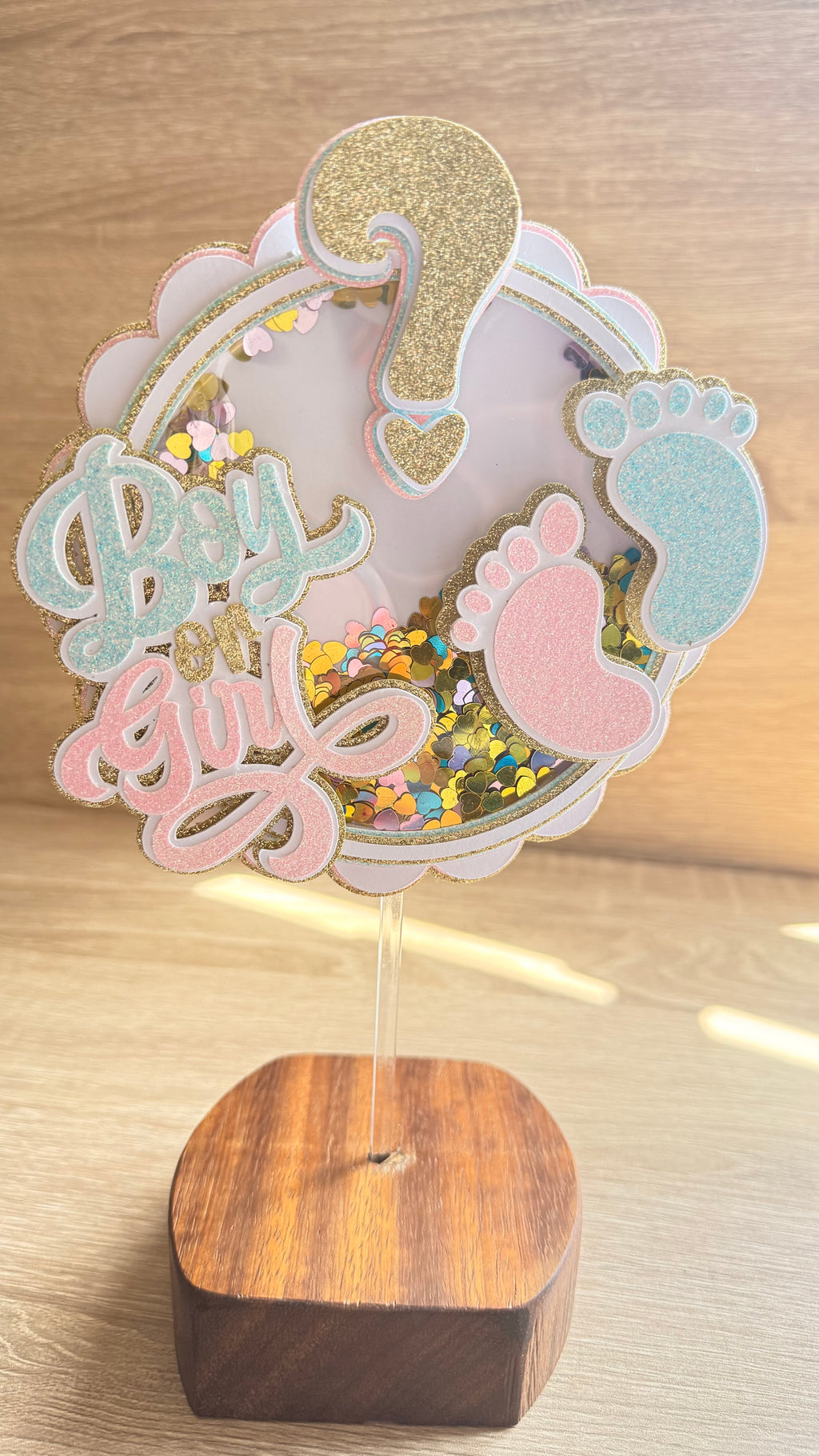 Gender Reveal Shaker Cake Topper | Boy or Girl Baby Shower Decoration