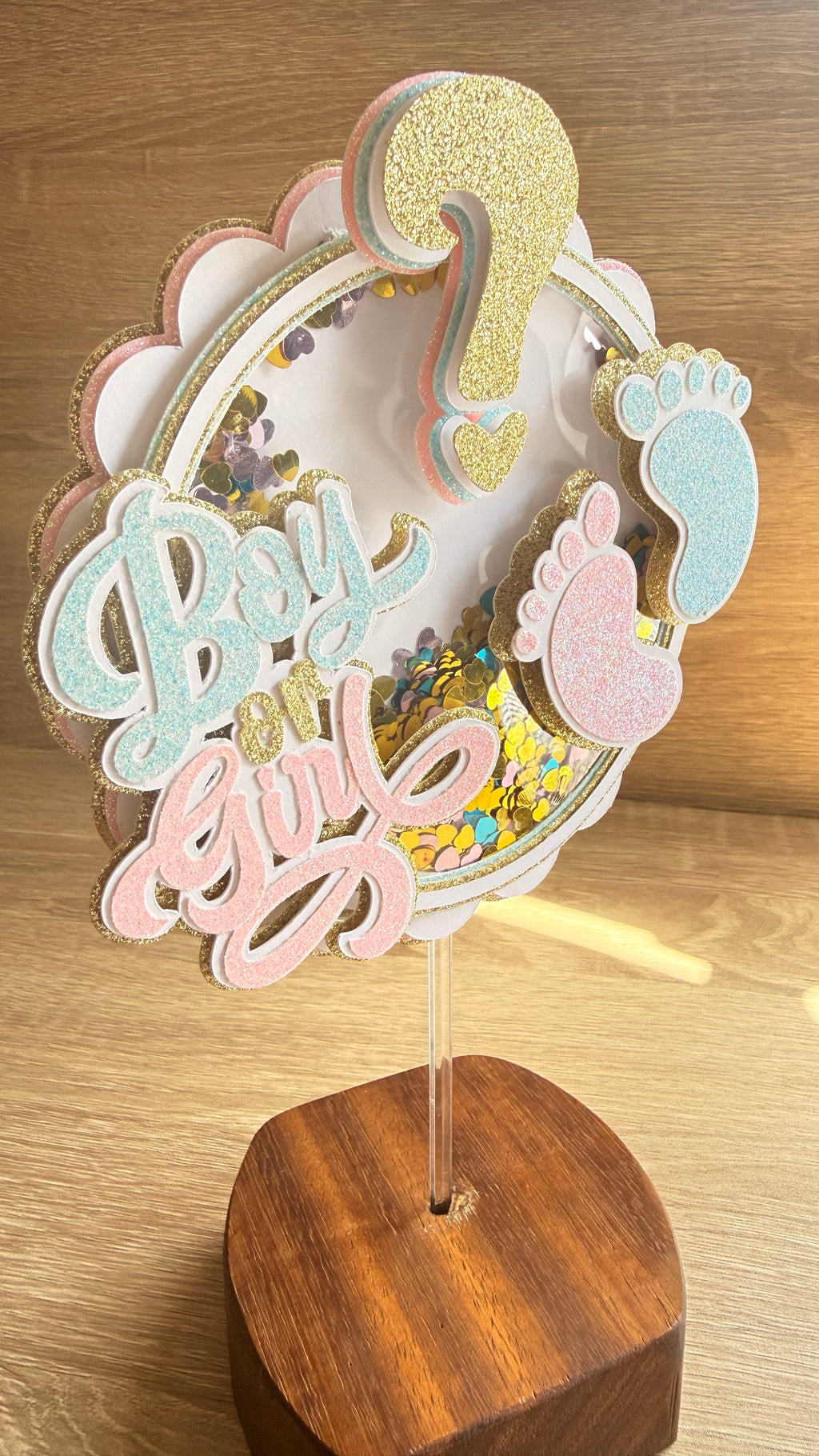 Gender Reveal Shaker Cake Topper | Boy or Girl Baby Shower Decoration