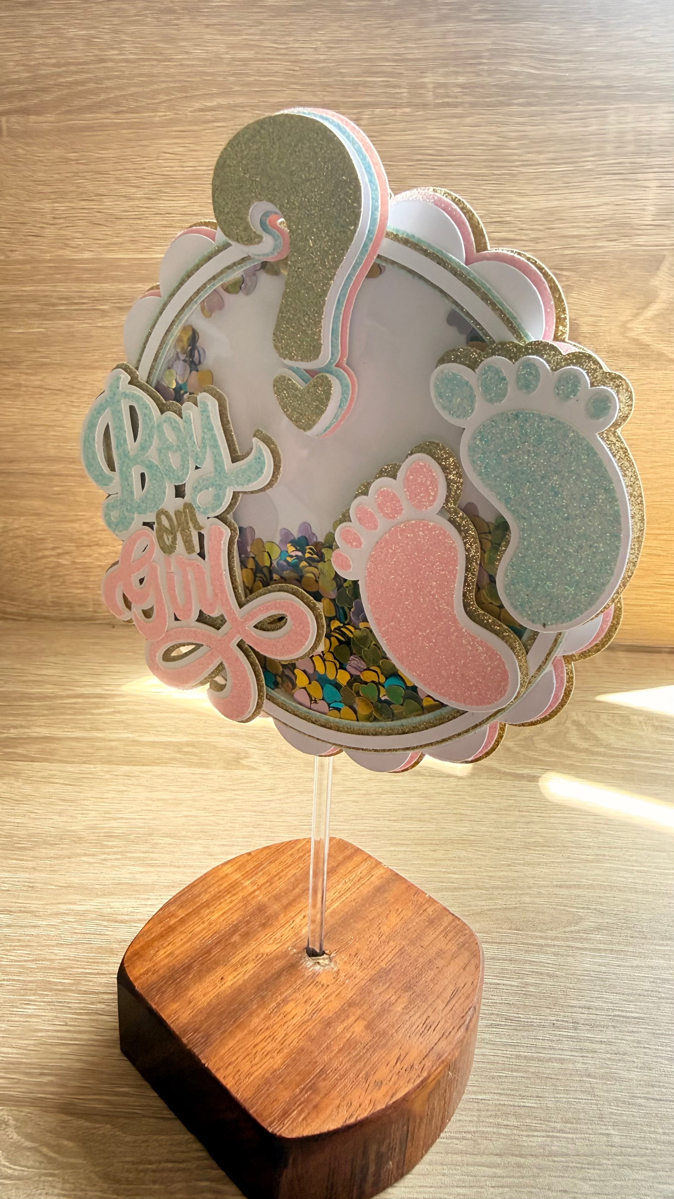 Gender Reveal Shaker Cake Topper | Boy or Girl Baby Shower Decoration