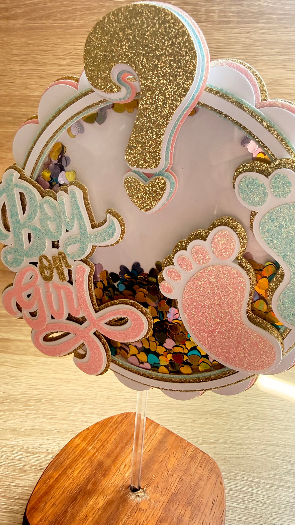 Gender Reveal Shaker Cake Topper | Boy or Girl Baby Shower Decoration
