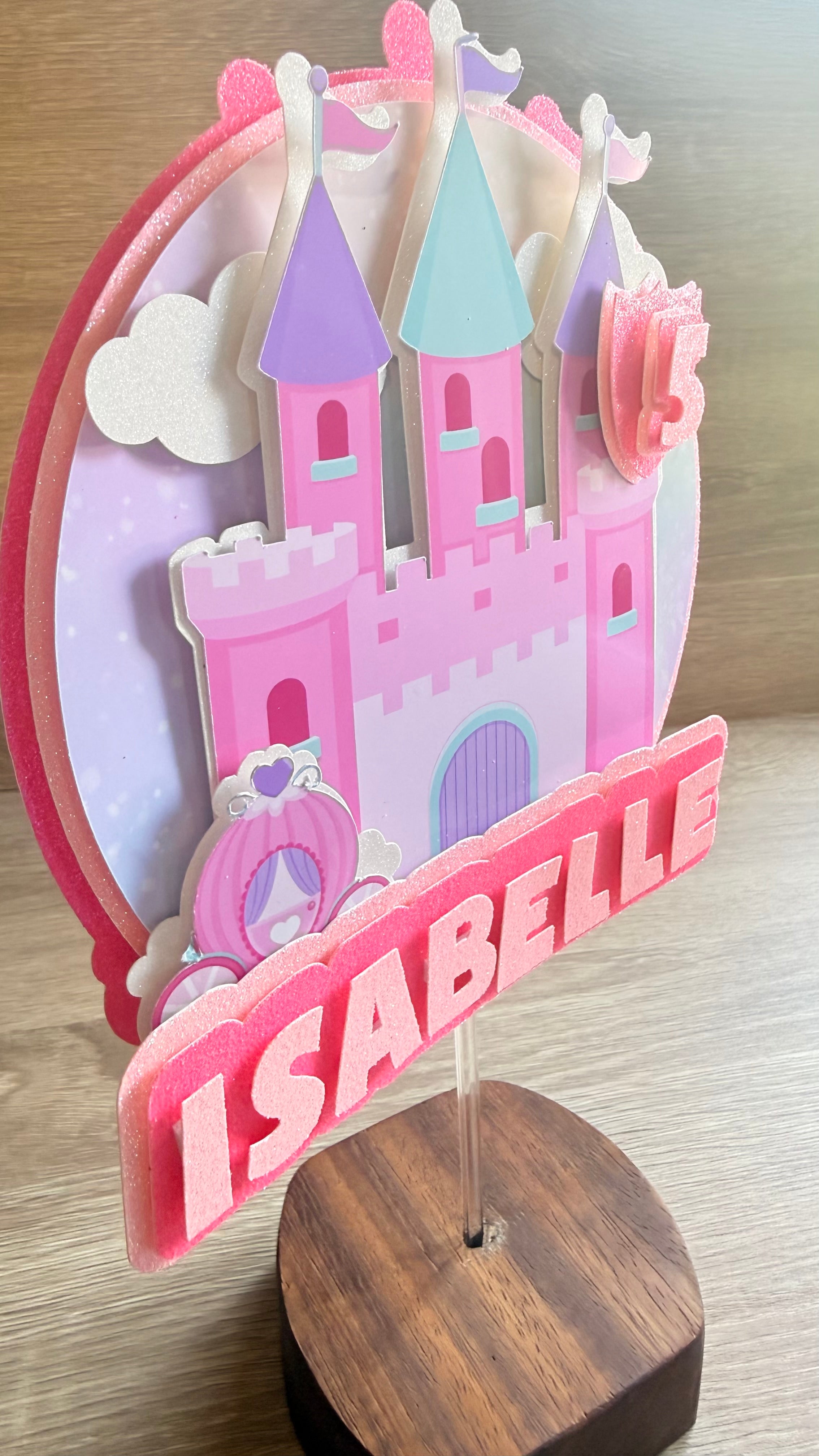 Personalised Princess Castle Cake Topper – Custom Name & Age Birthday Decoration