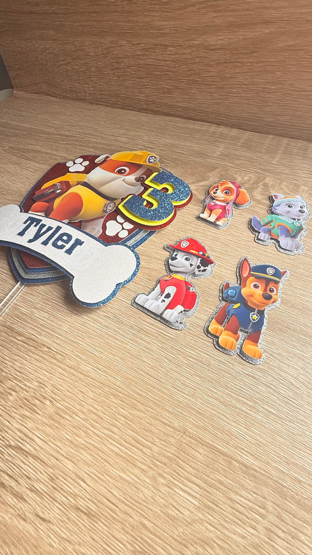 Paw Patrol Cake Topper | Personalised Name & Age Birthday Decoration