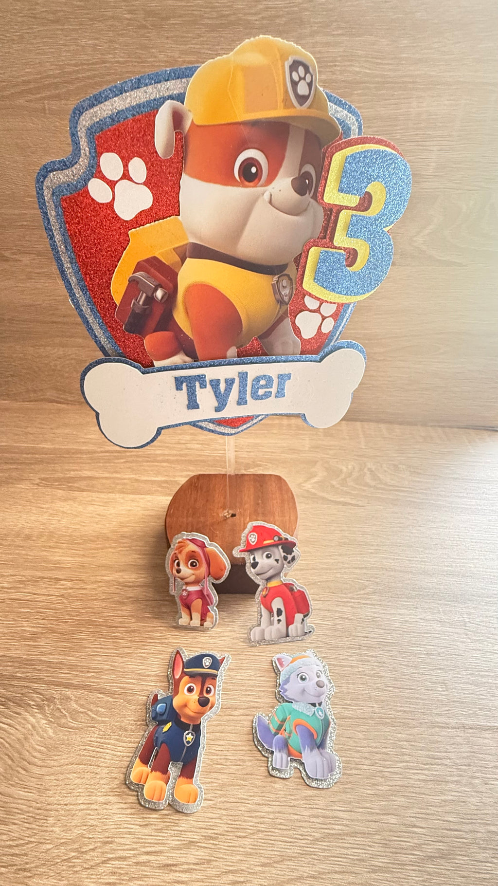 Paw Patrol Cake Topper | Personalised Name & Age Birthday Decoration