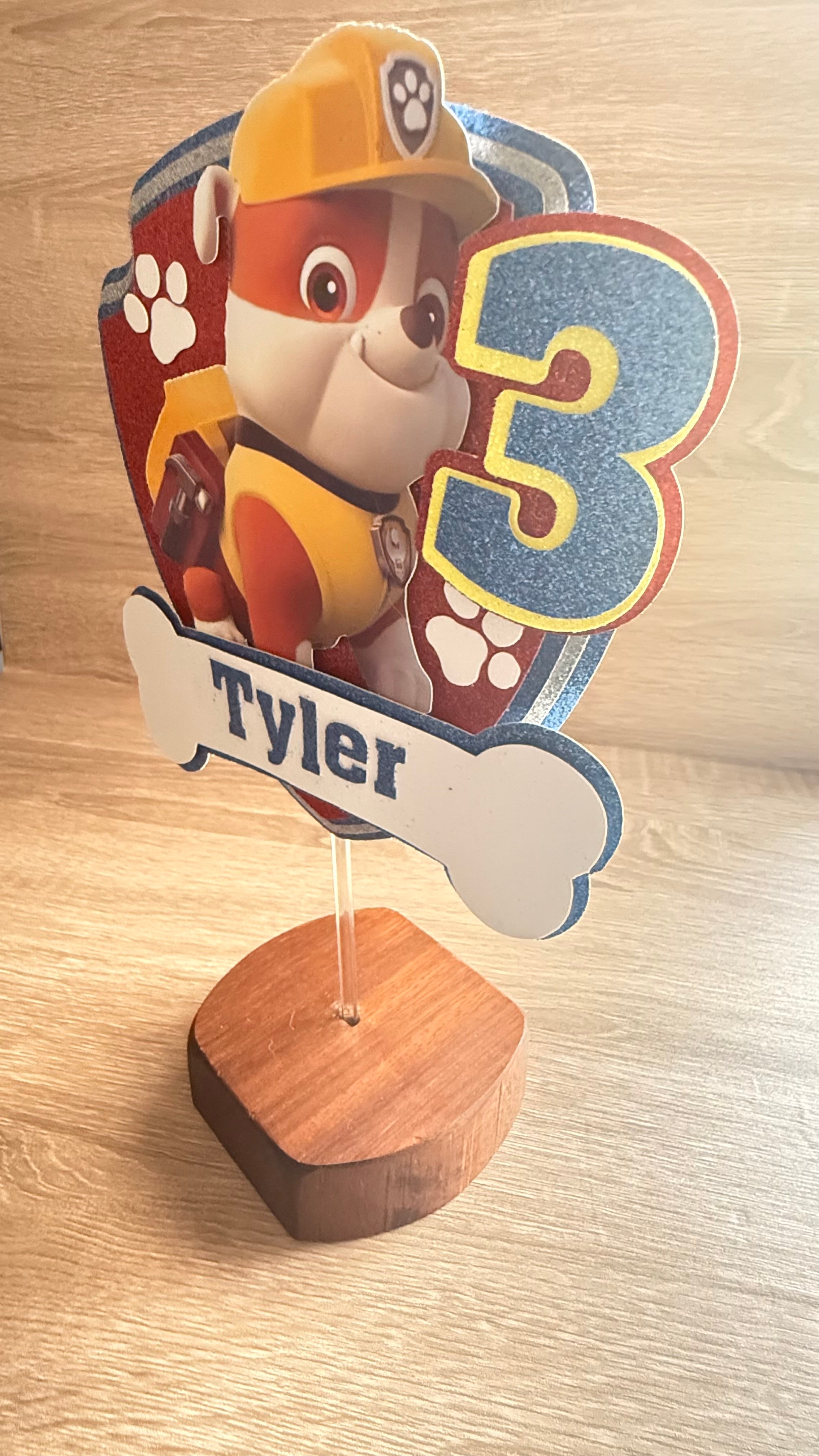 Paw Patrol Cake Topper | Personalised Name & Age Birthday Decoration