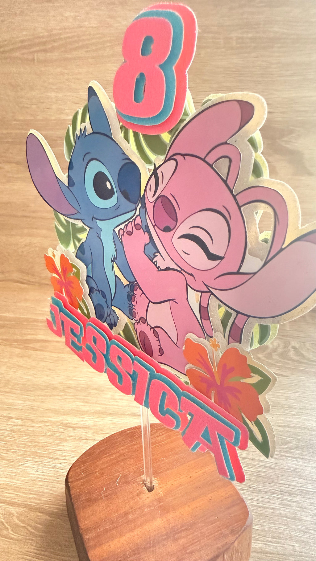 Stitch & Angel Inspired Cake Topper | Custom Name & Age Birthday Decoration