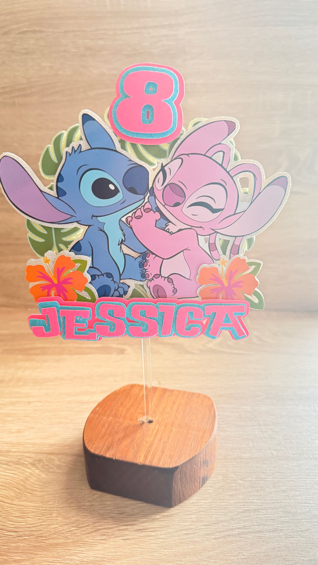Stitch & Angel Inspired Cake Topper | Custom Name & Age Birthday Decoration