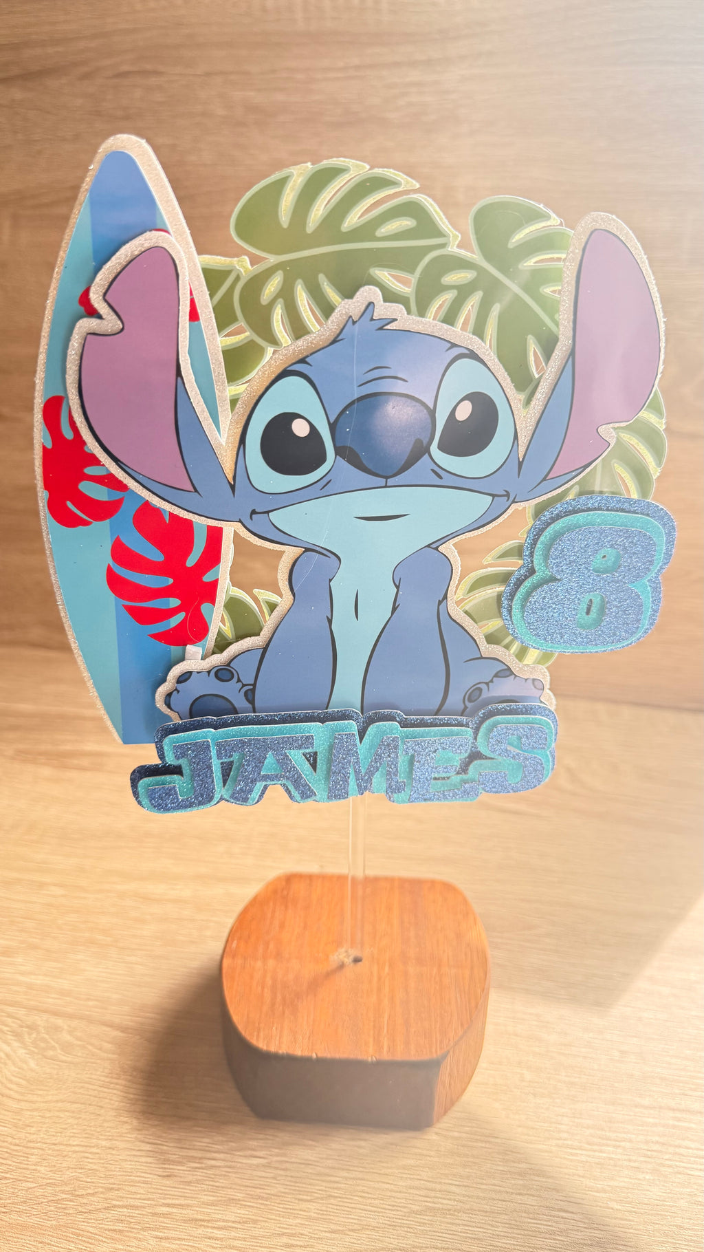 Stitch Inspired Cake Topper | Custom Name & Age Birthday Decoration