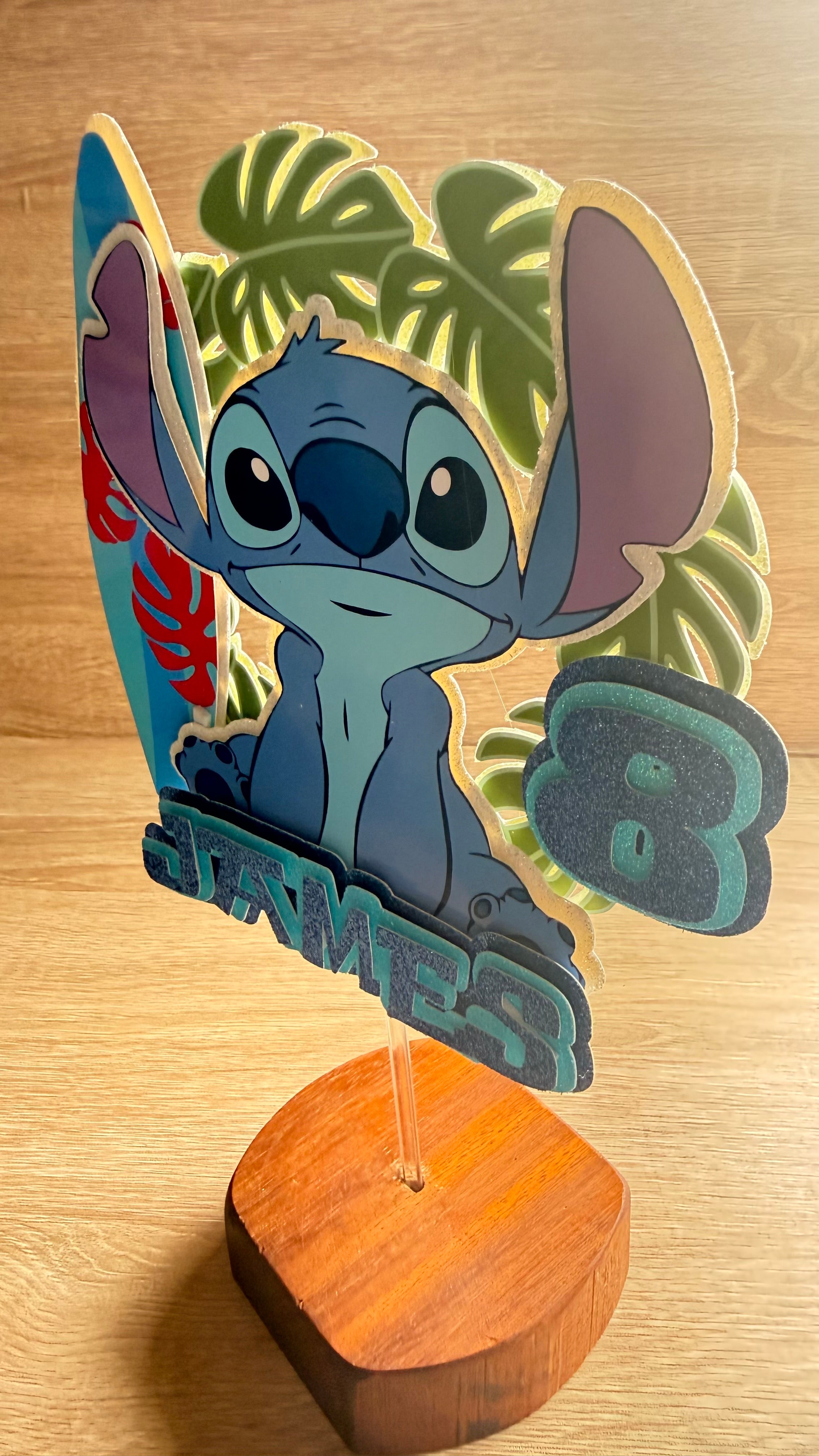 Stitch Inspired Cake Topper | Custom Name & Age Birthday Decoration