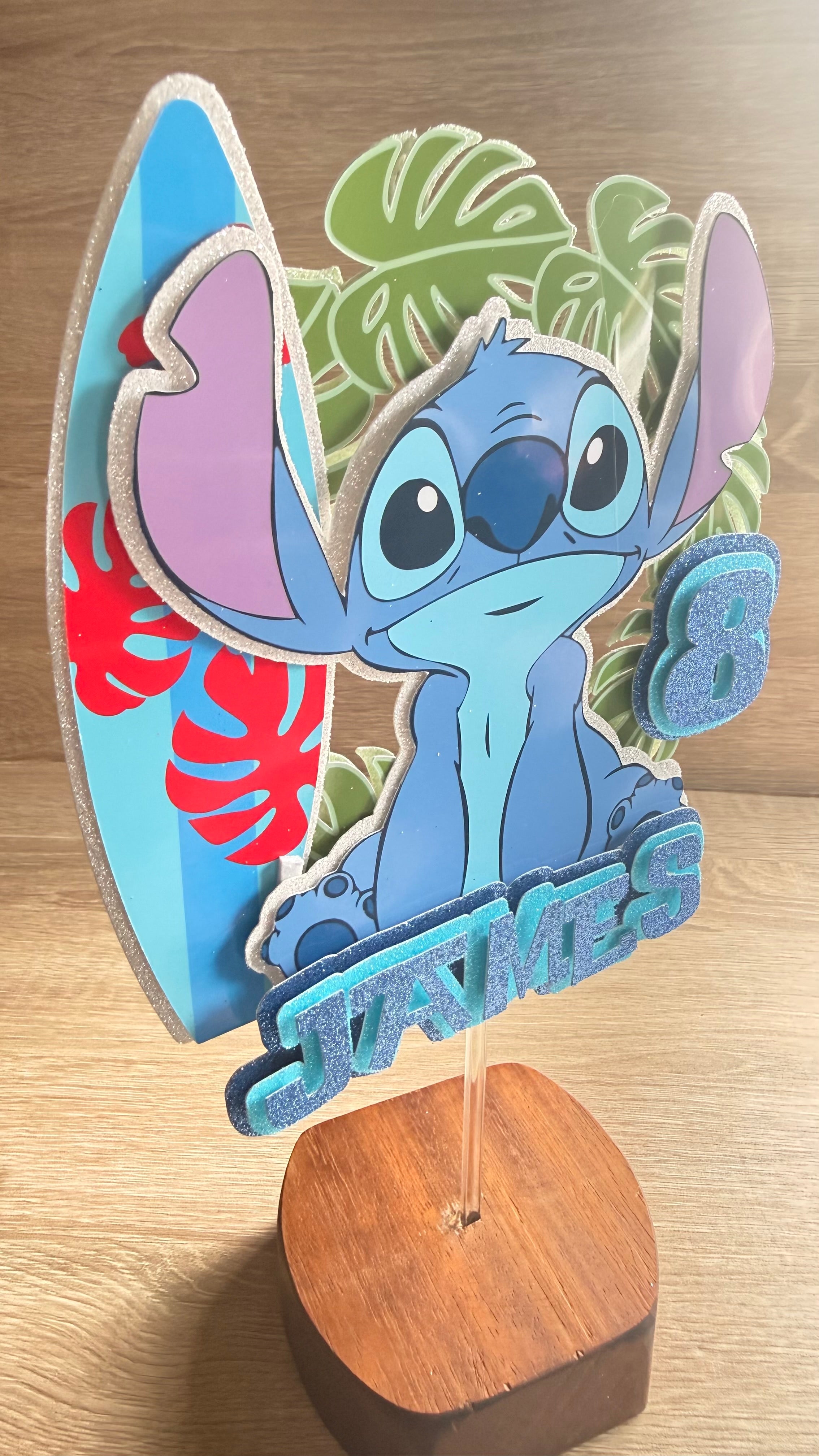 Stitch Inspired Cake Topper | Custom Name & Age Birthday Decoration