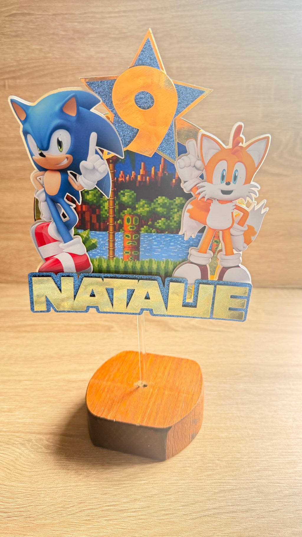 Sonic the Hedgehog Cake Topper | Custom Name & Age Birthday Decoration