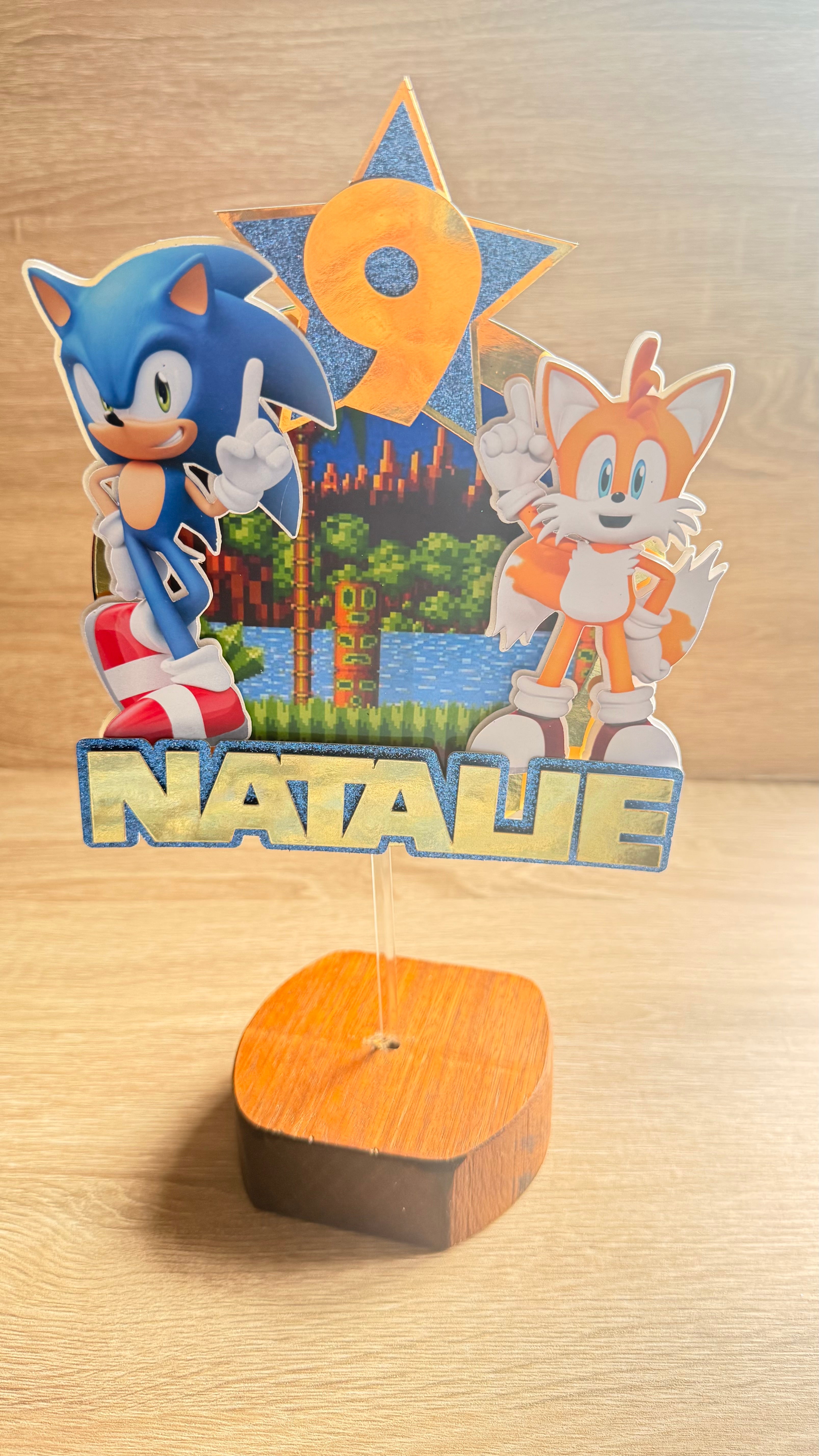 Sonic the Hedgehog Cake Topper | Custom Name & Age Birthday Decoration