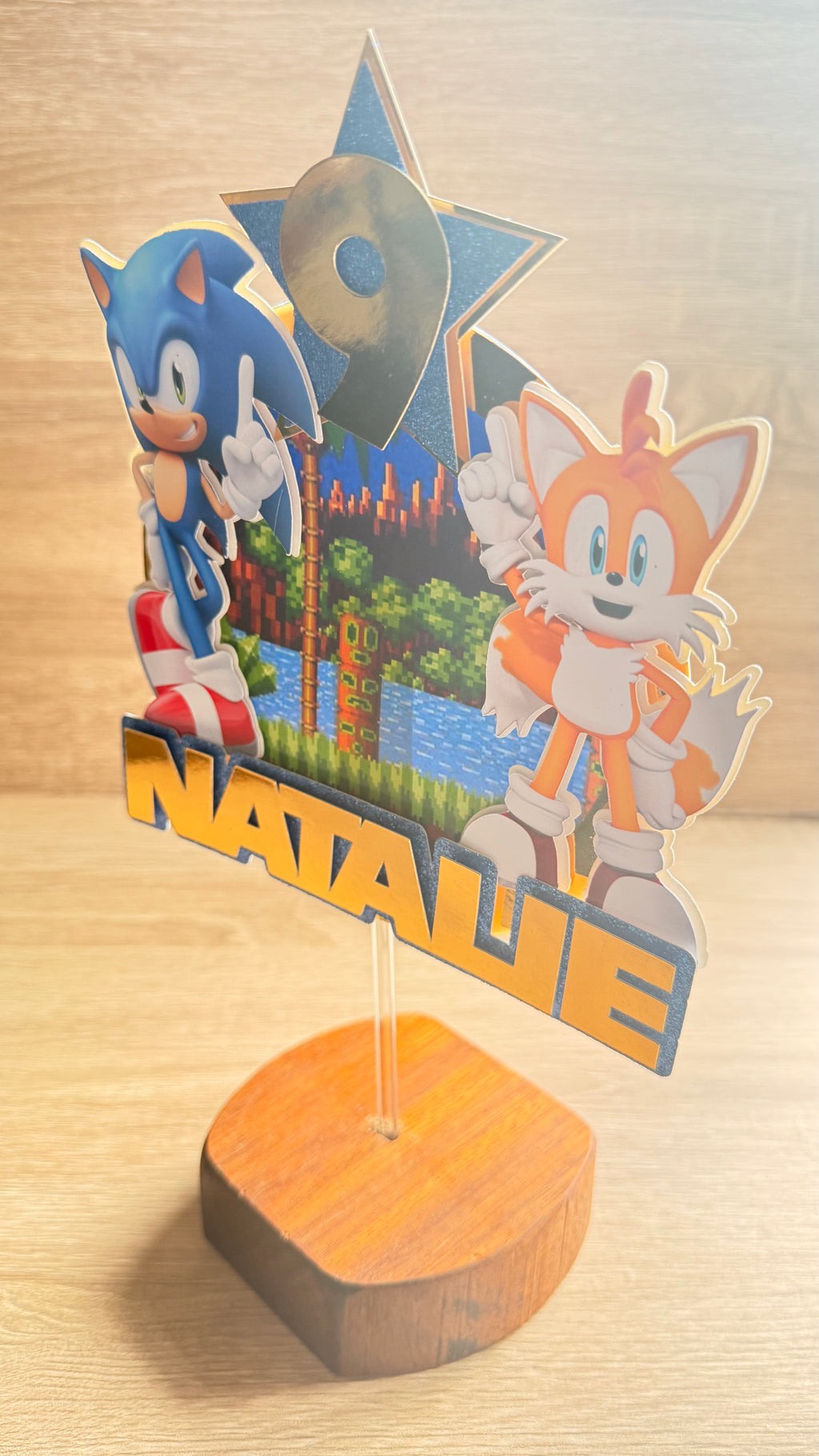 Sonic the Hedgehog Cake Topper | Custom Name & Age Birthday Decoration